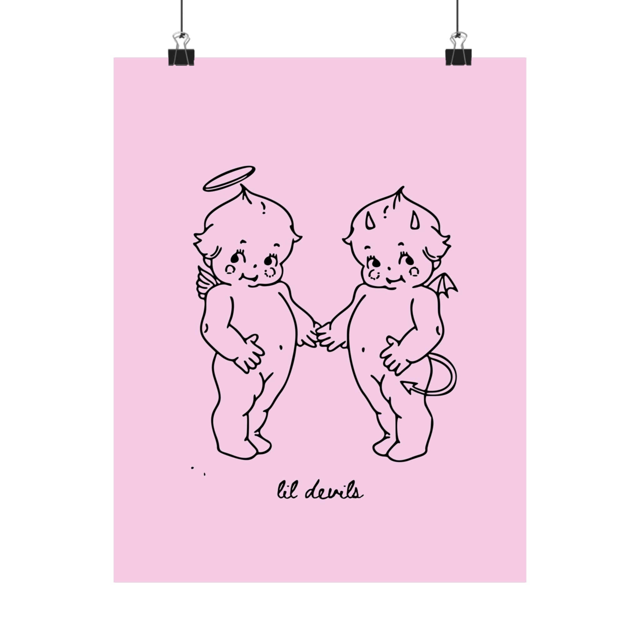 Lil Devils Cartoon Pink Physical Poster