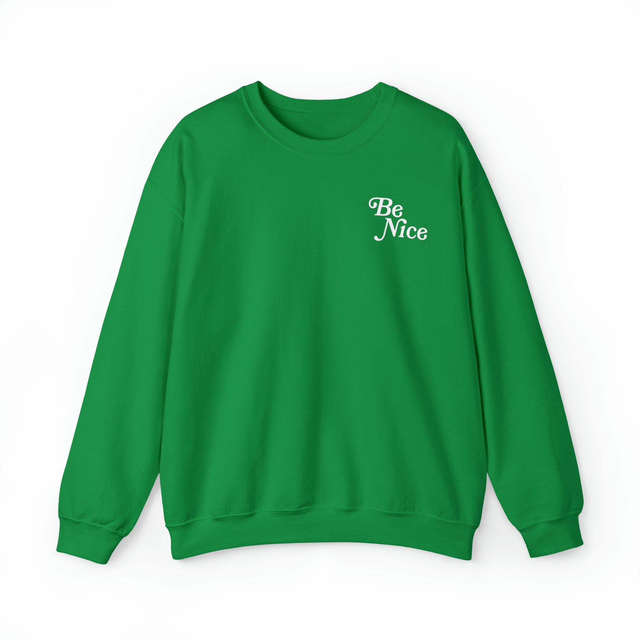 Be Nice or Kick Rocks message on dark-colored comfy crewneck sweatshirt