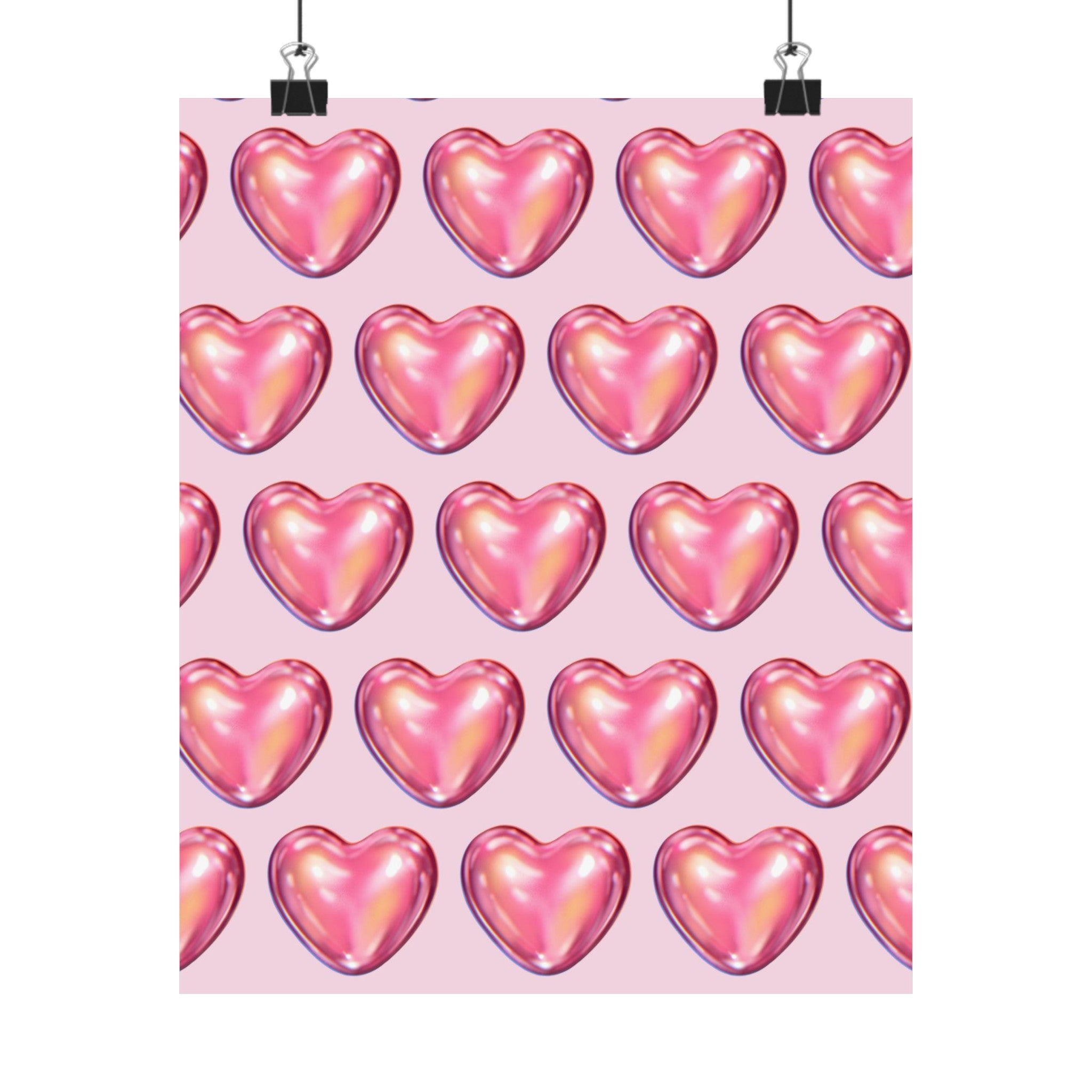 3D Pink Hearts Physical Poster