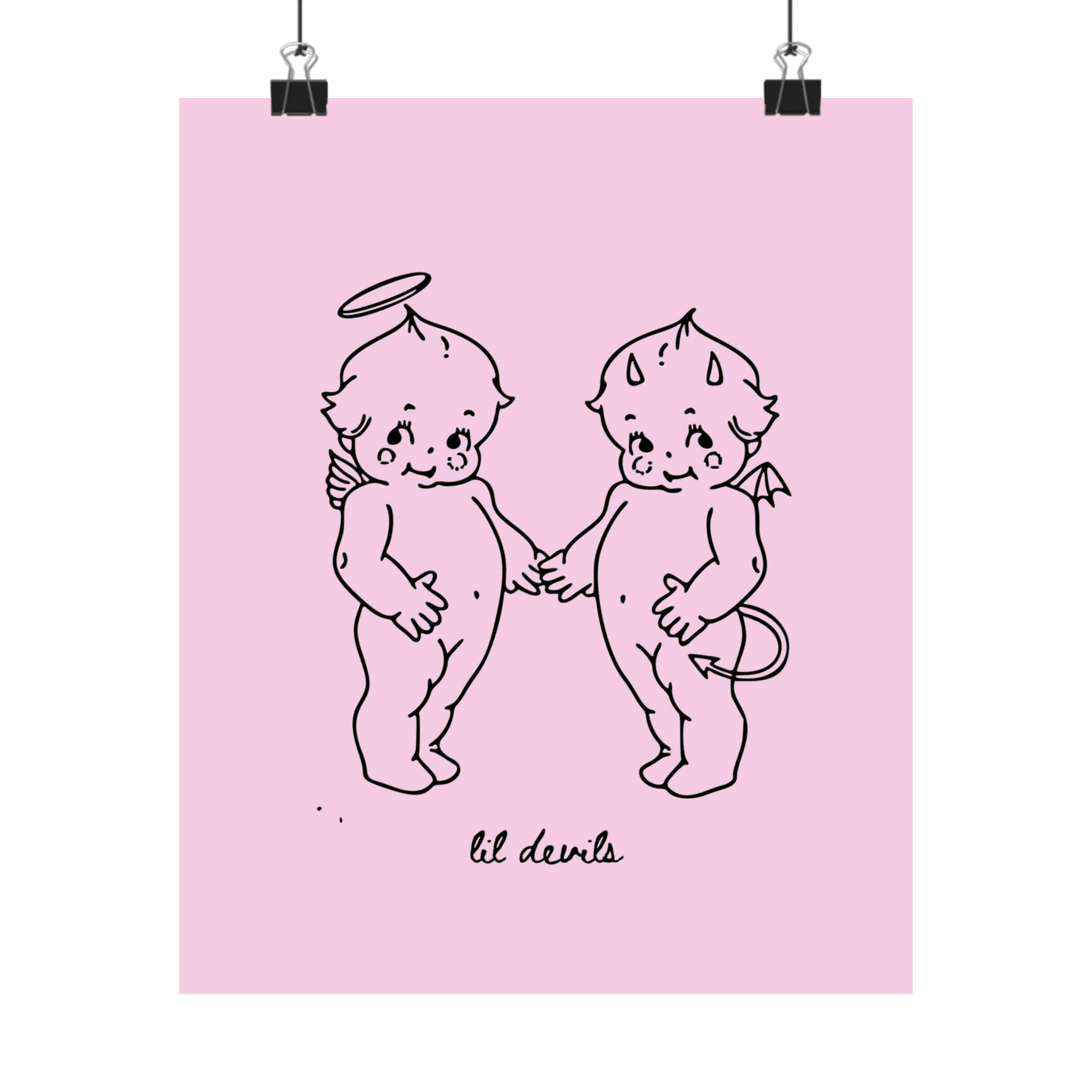 Lil Devils Cartoon Pink Physical Poster