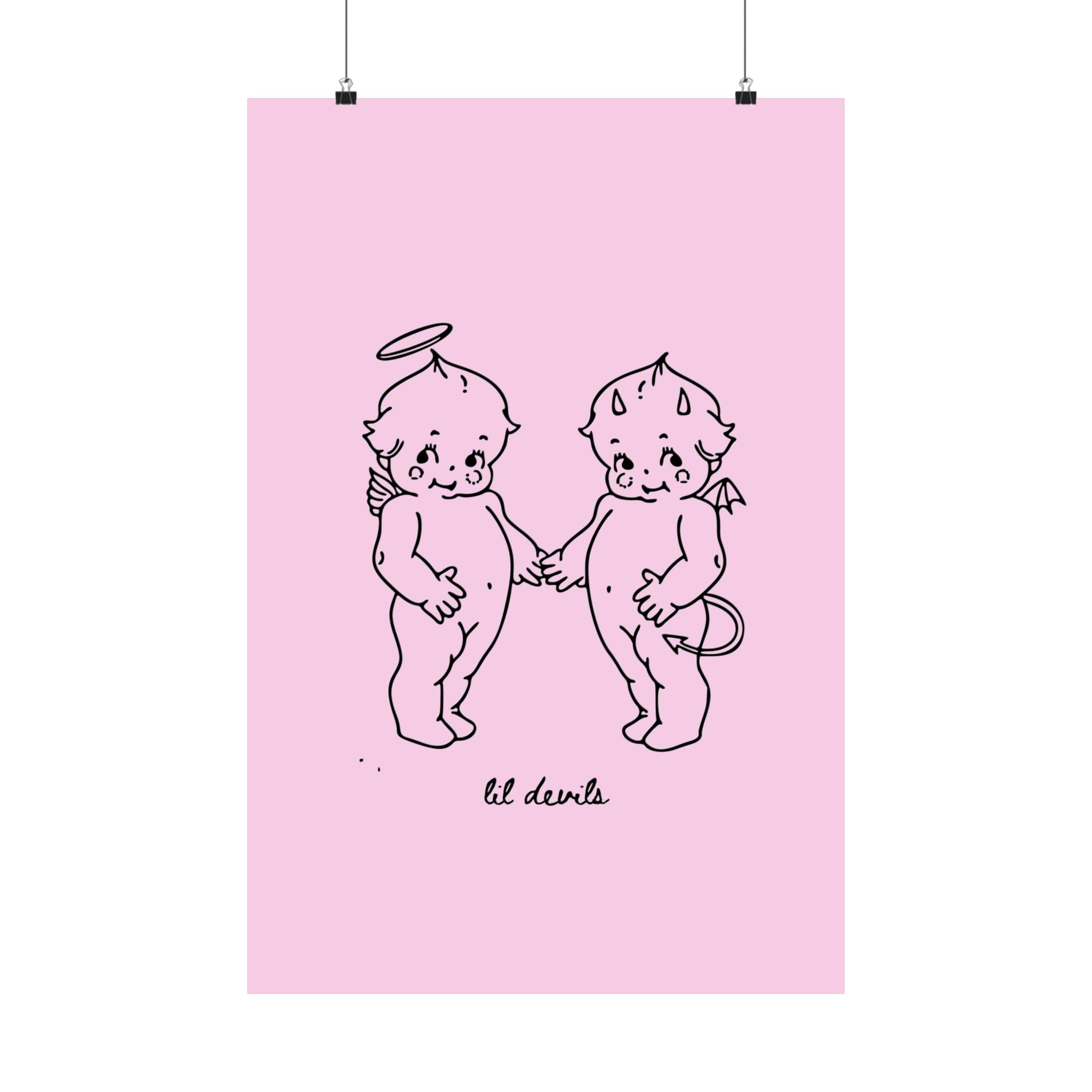 Lil Devils Cartoon Pink Physical Poster