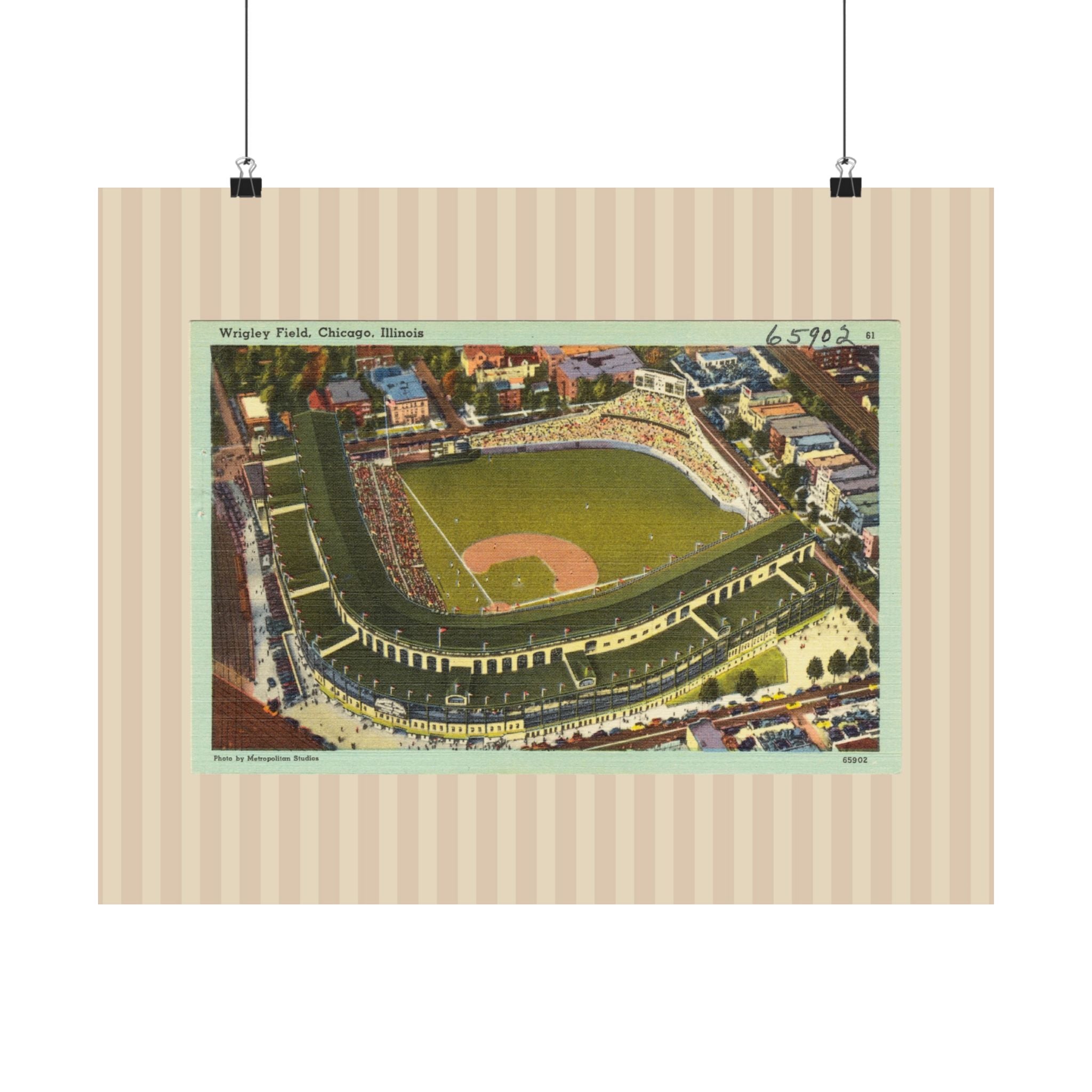 Wrigley Field Chicago Vintage Baseball Horizontal Physical Poster