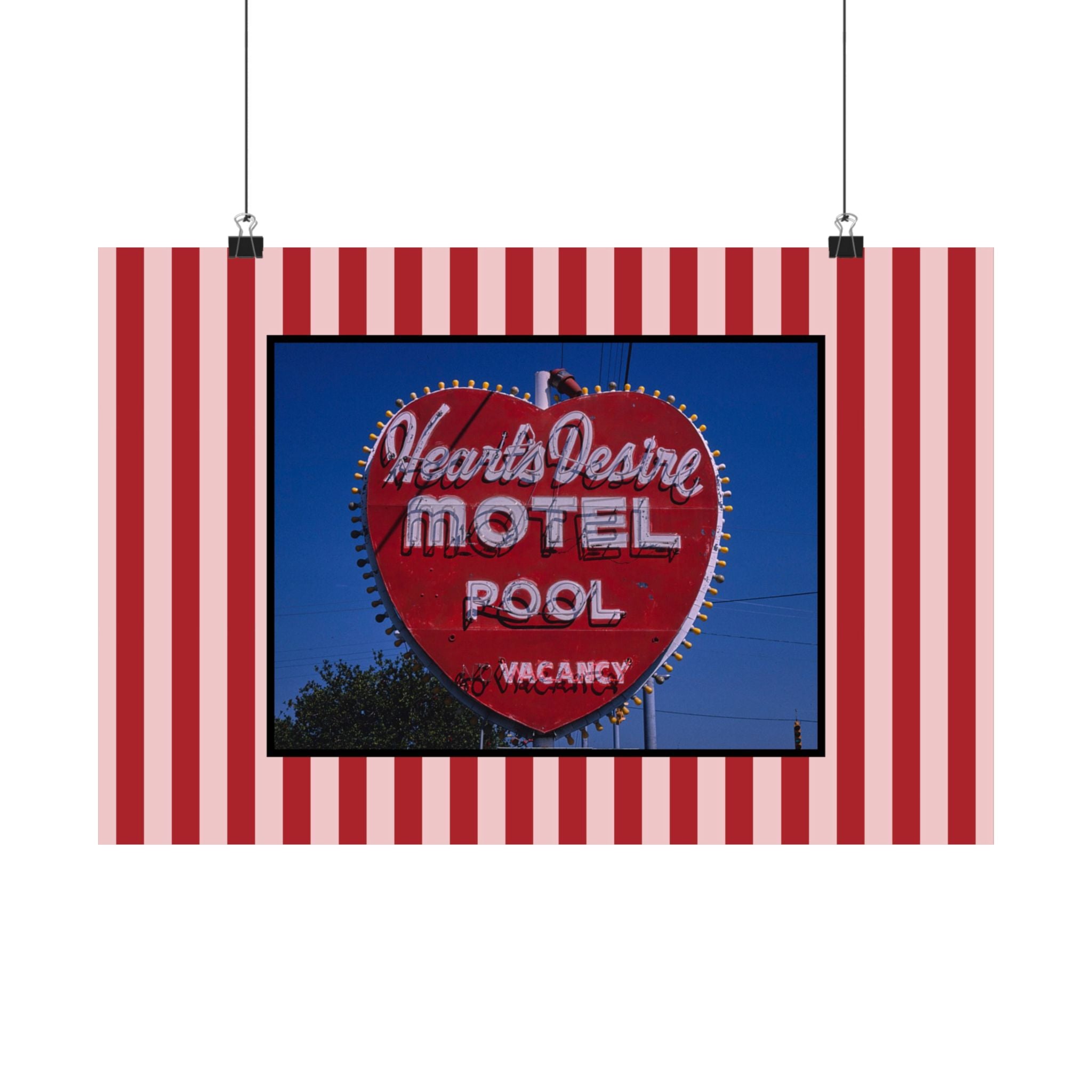 Hearts Desire Motel Neon Sign Horizontal Physical Poster