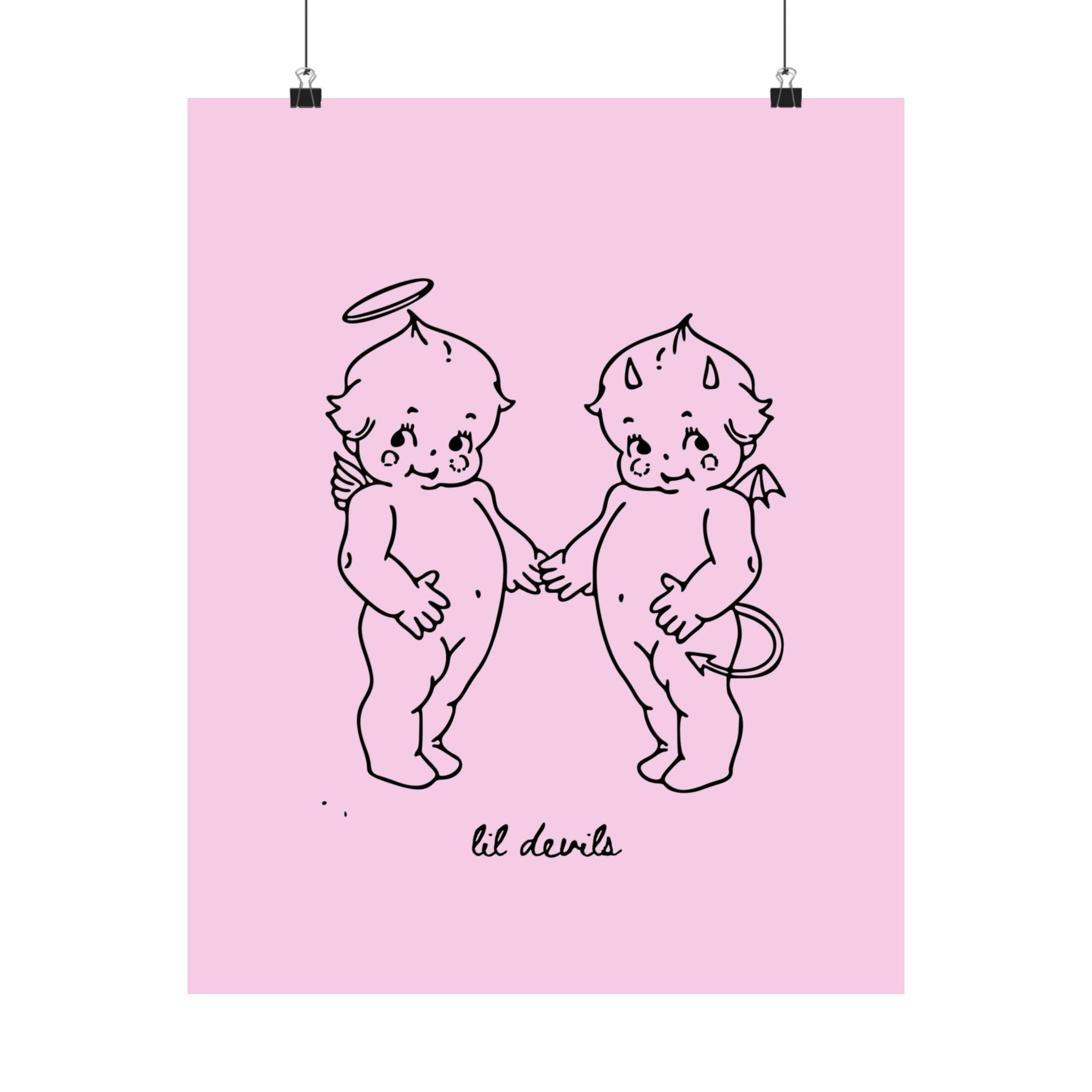 Lil Devils Cartoon Pink Physical Poster