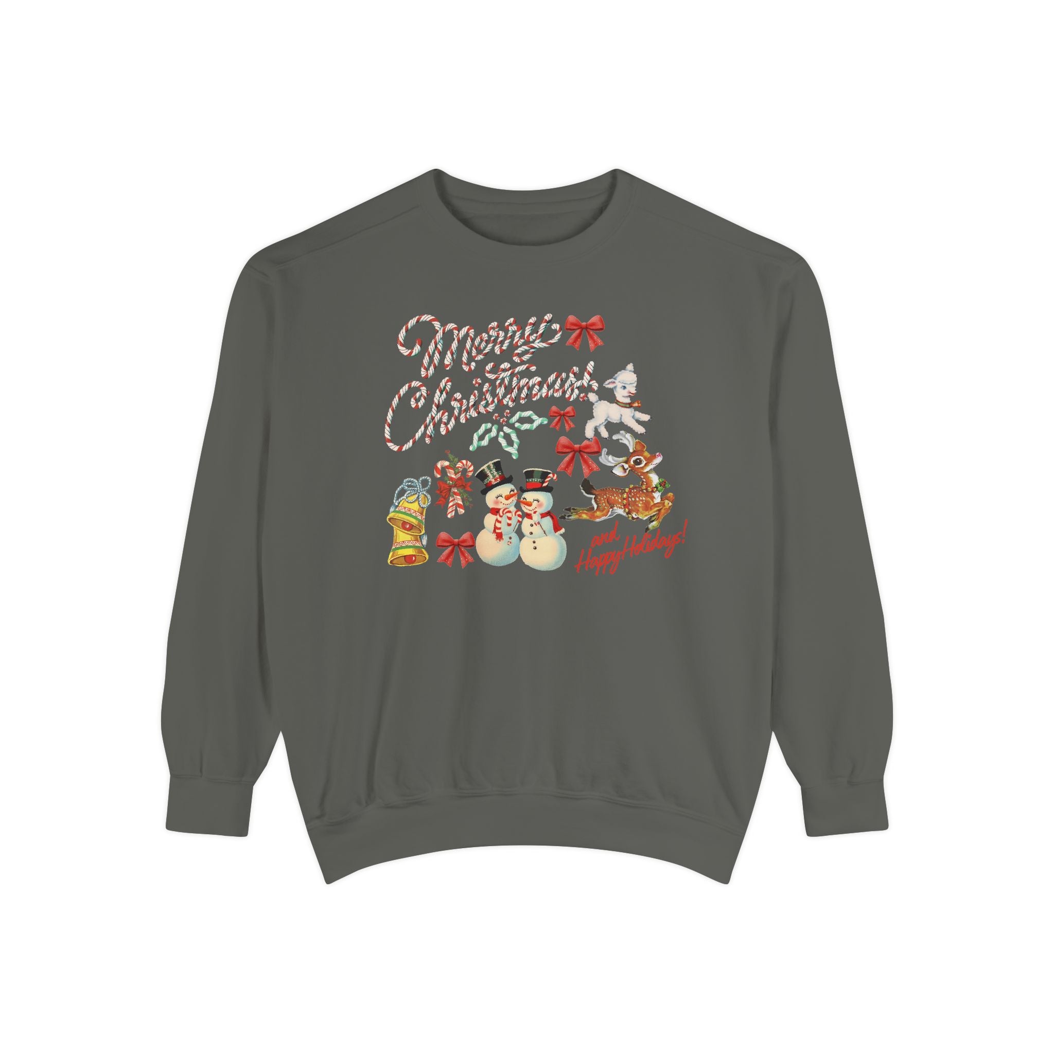 Merry Christmas and Happy Holidays Holiday Comfort Colors Crewneck Sweatshirt