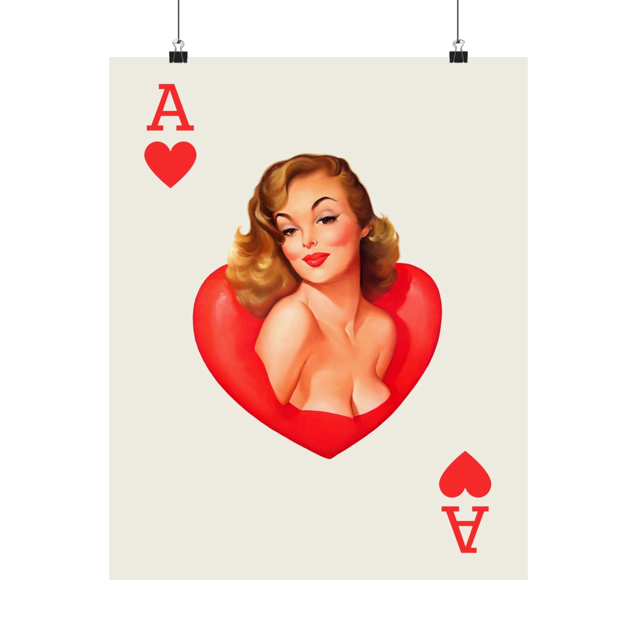 Ace of Hearts Pin Up Vertical Physical Poster