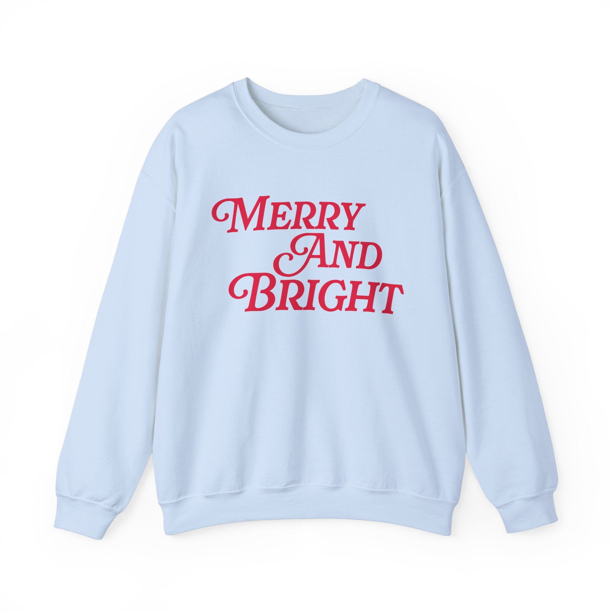 Merry and Bright Holiday Gildan Crewneck Sweatshirt