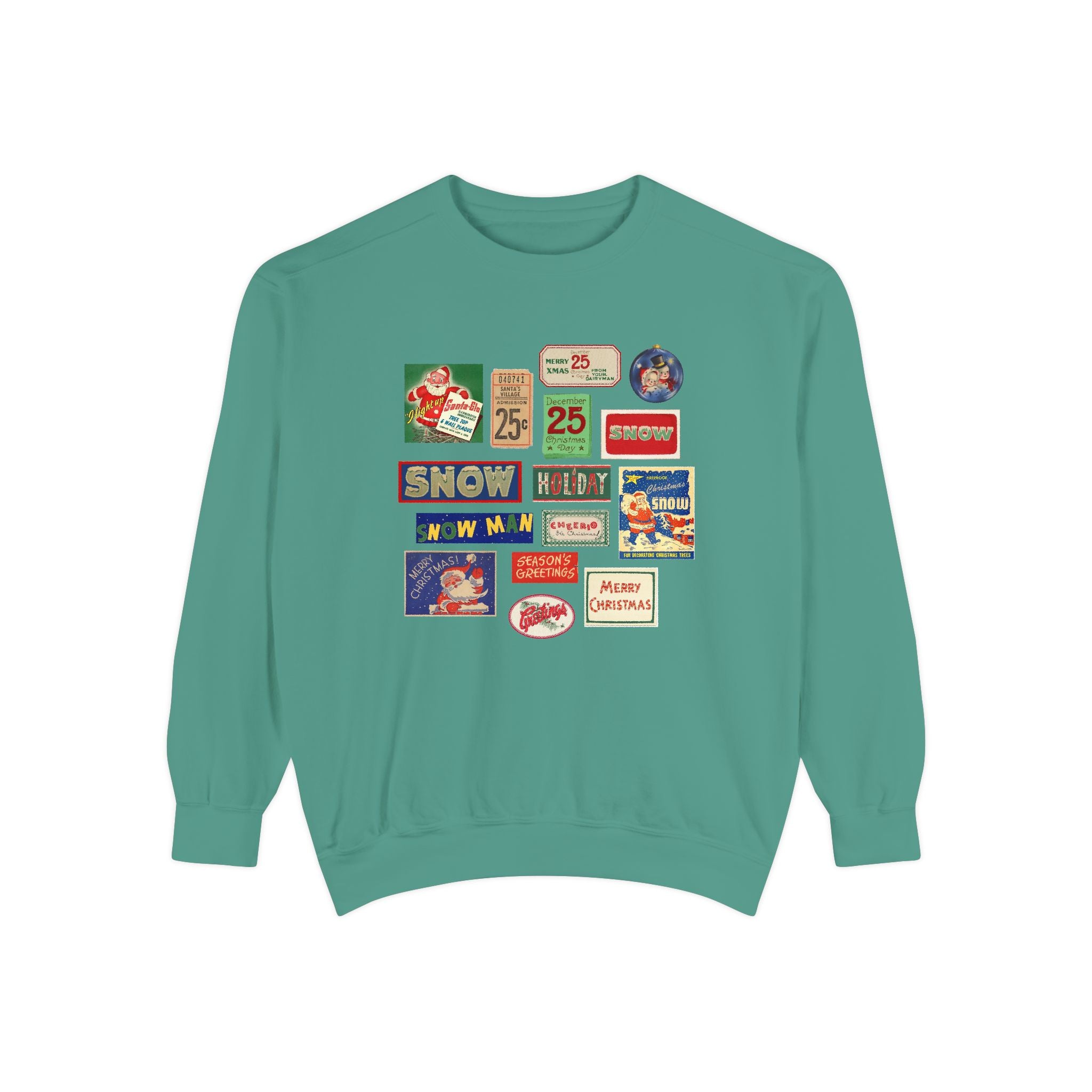 Christmas Stamps Holiday Comfort Colors Crewneck Sweatshirt