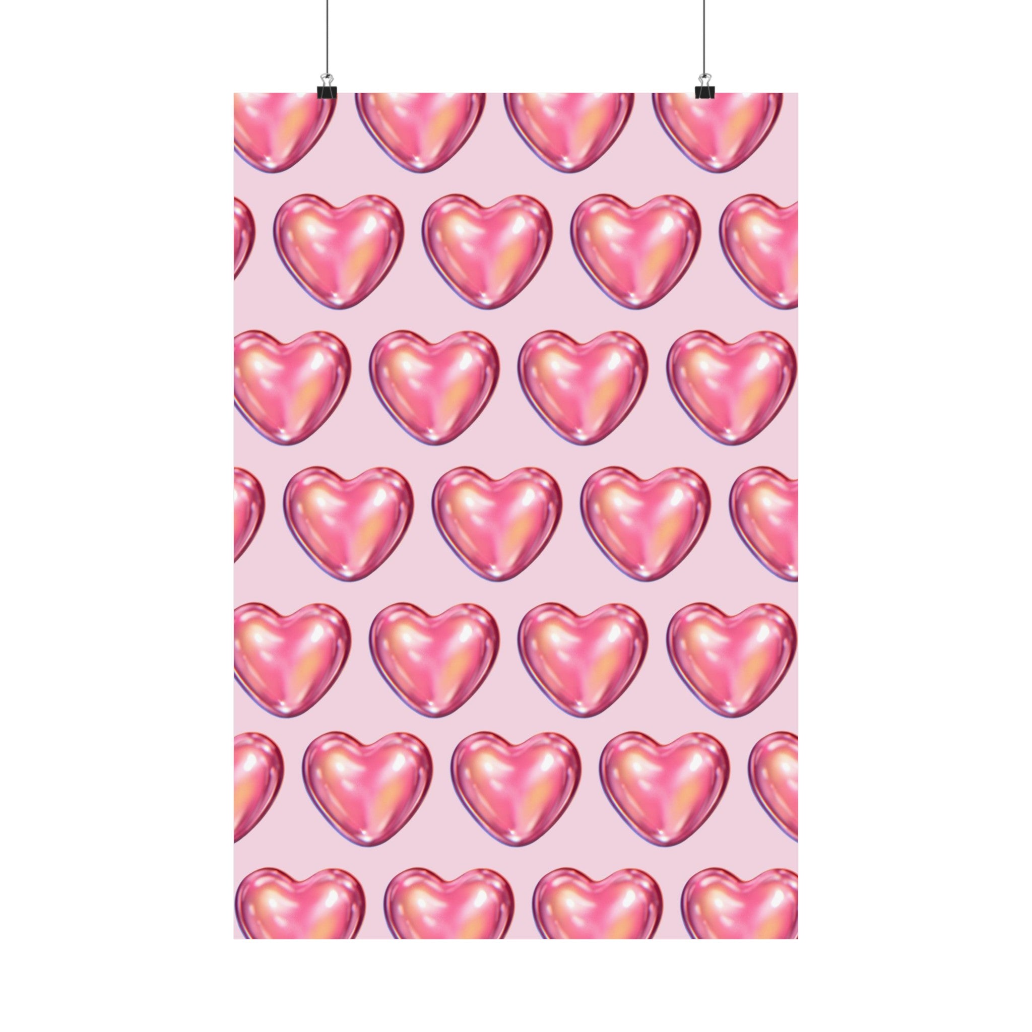 3D Pink Hearts Physical Poster