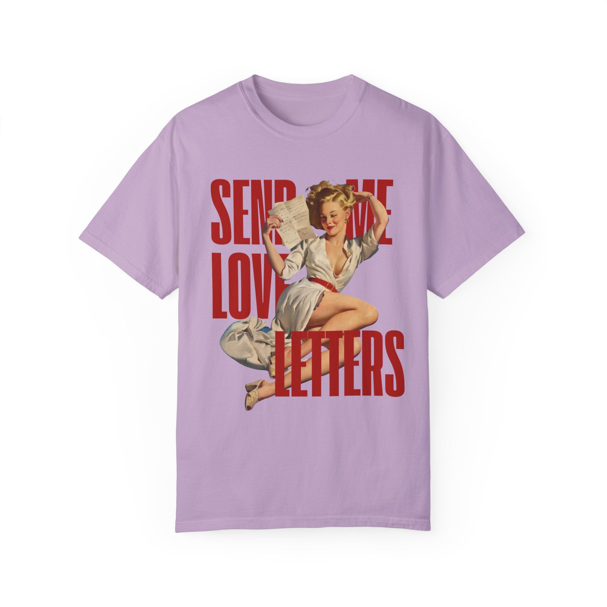 Send Me Love Letters Valentine's Pin Up Comfort Colors Crewneck