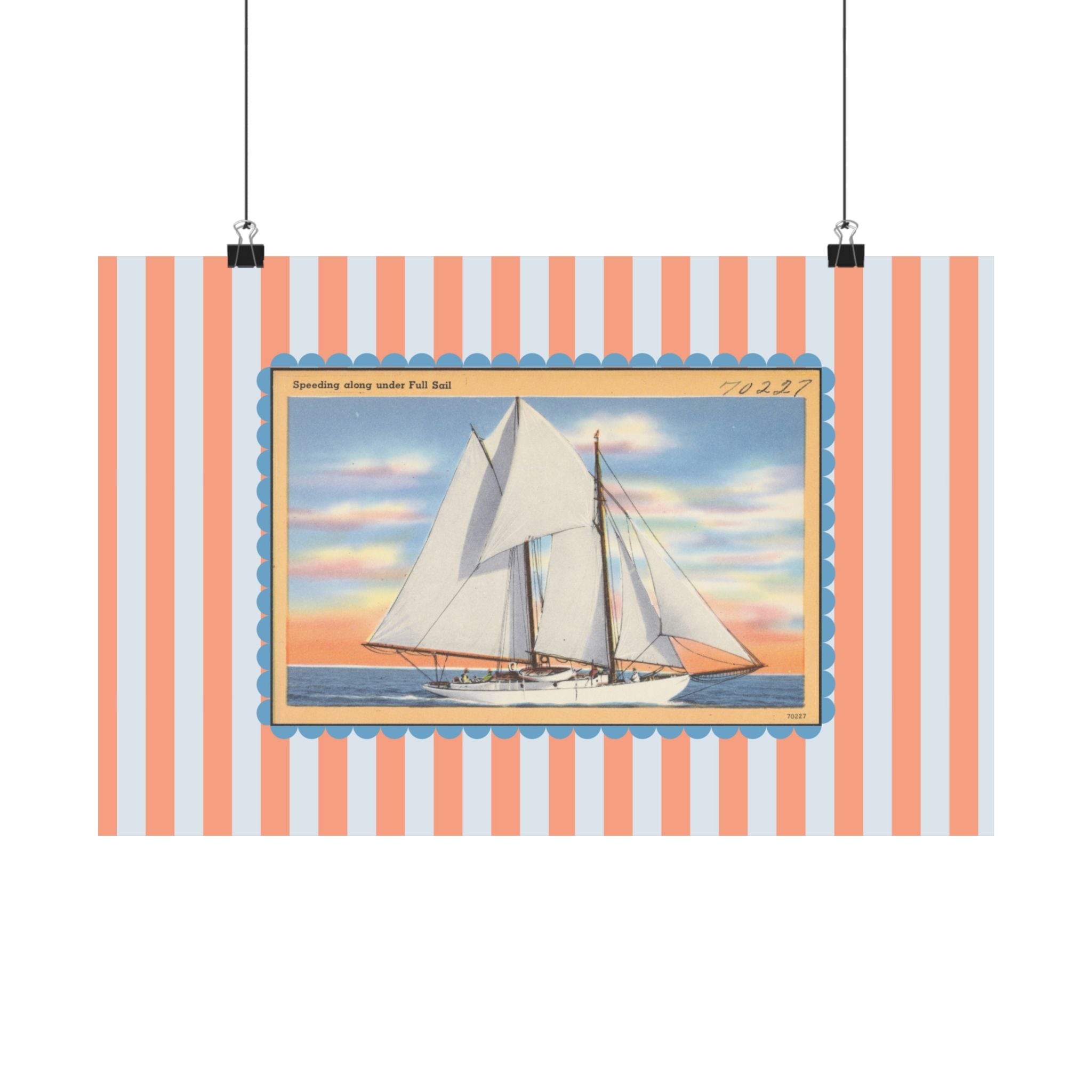 Sailing Striped Horizontal Physical Poster