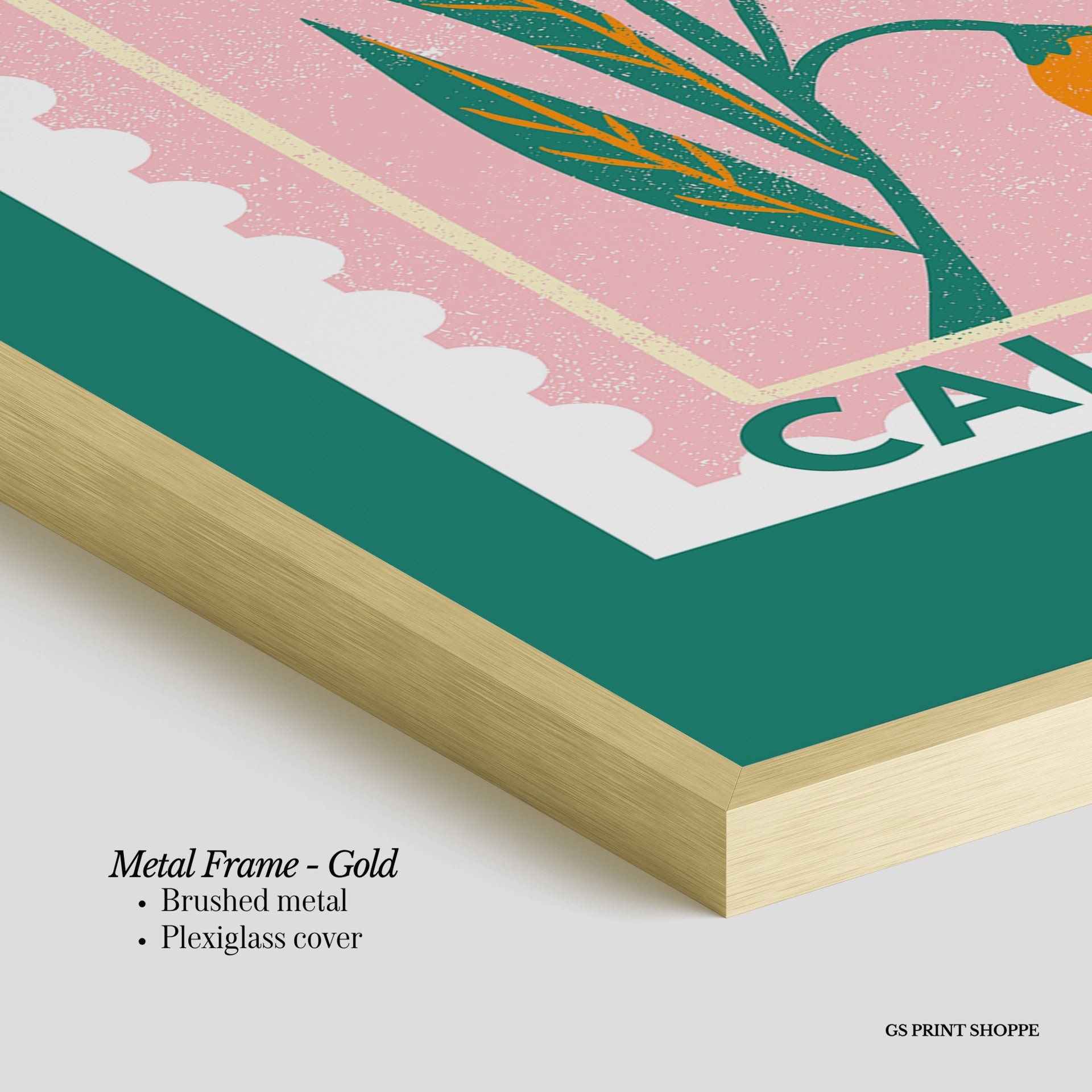 Golden State California Poppy Stamp Vertical Art Print
