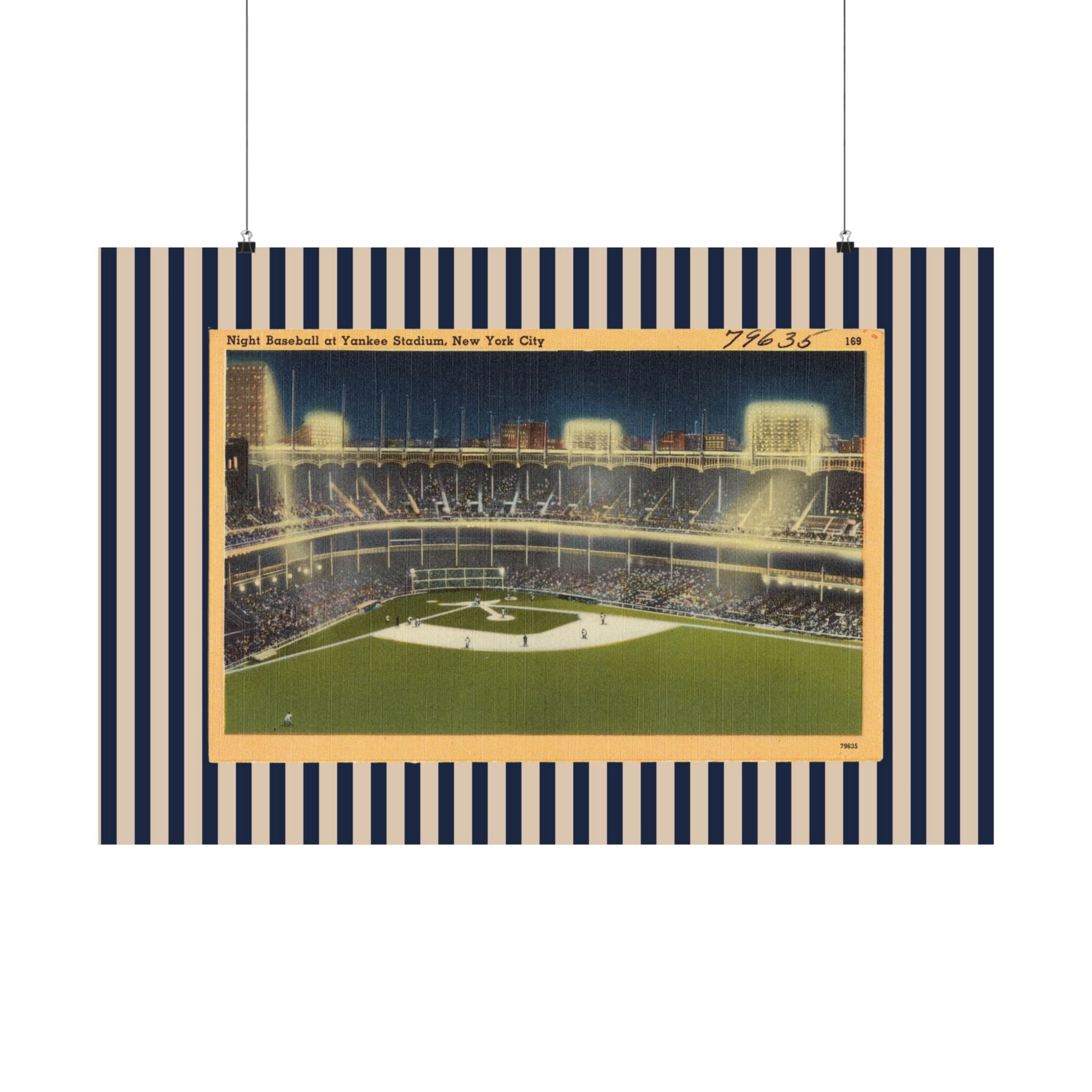 Yankee Stadium New York Vintage Baseball Horizontal Physical Poster