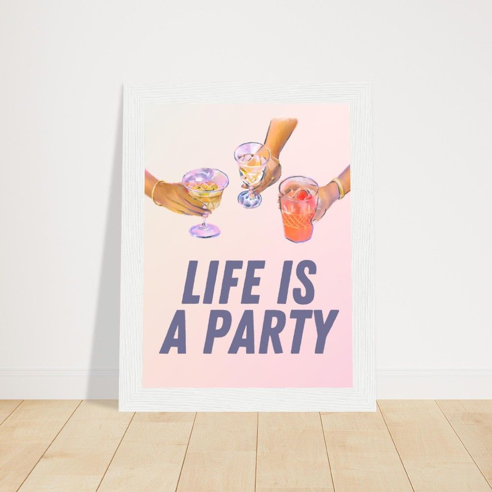Framed Poster Life is a Party Bar Cart Art