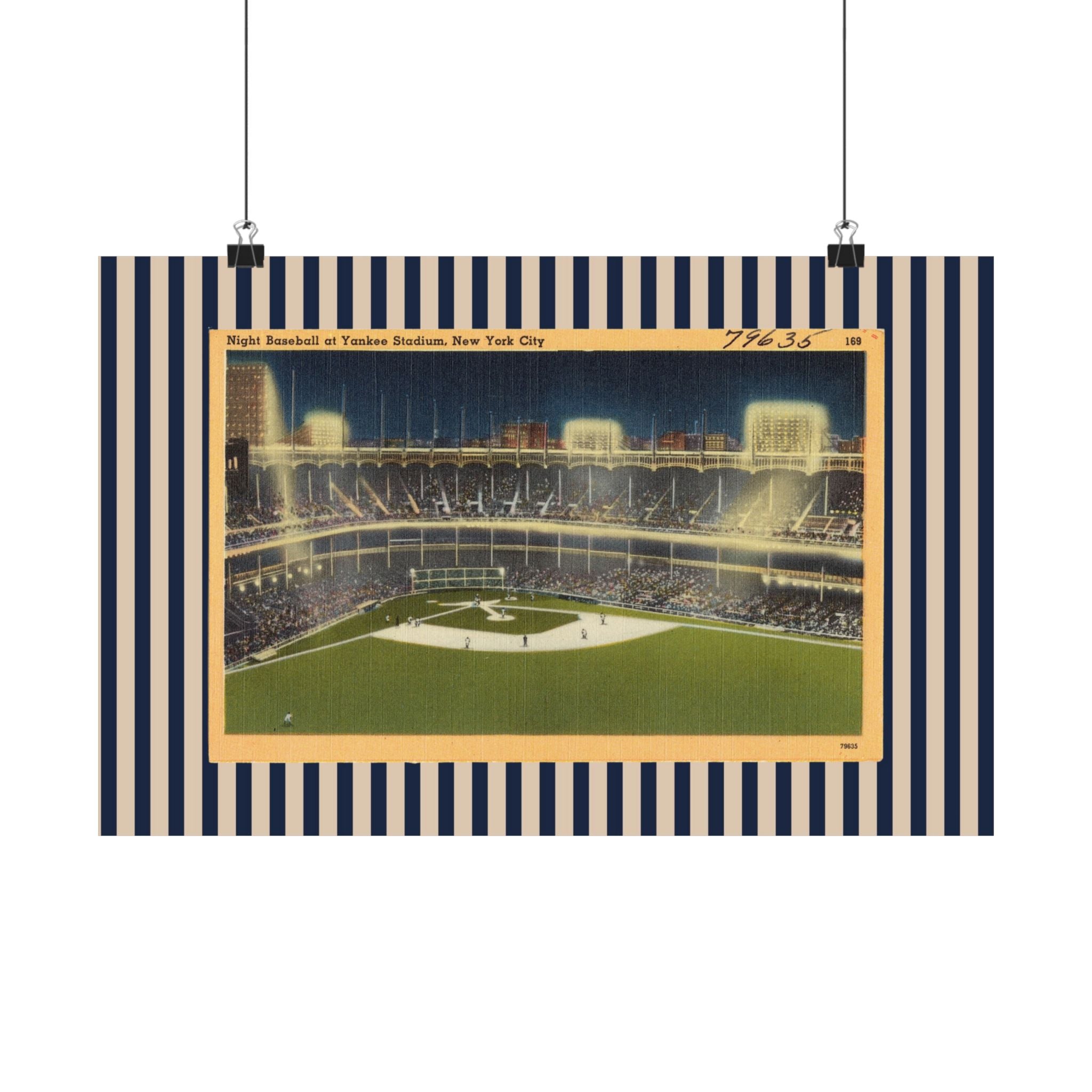 Yankee Stadium New York Vintage Baseball Horizontal Physical Poster