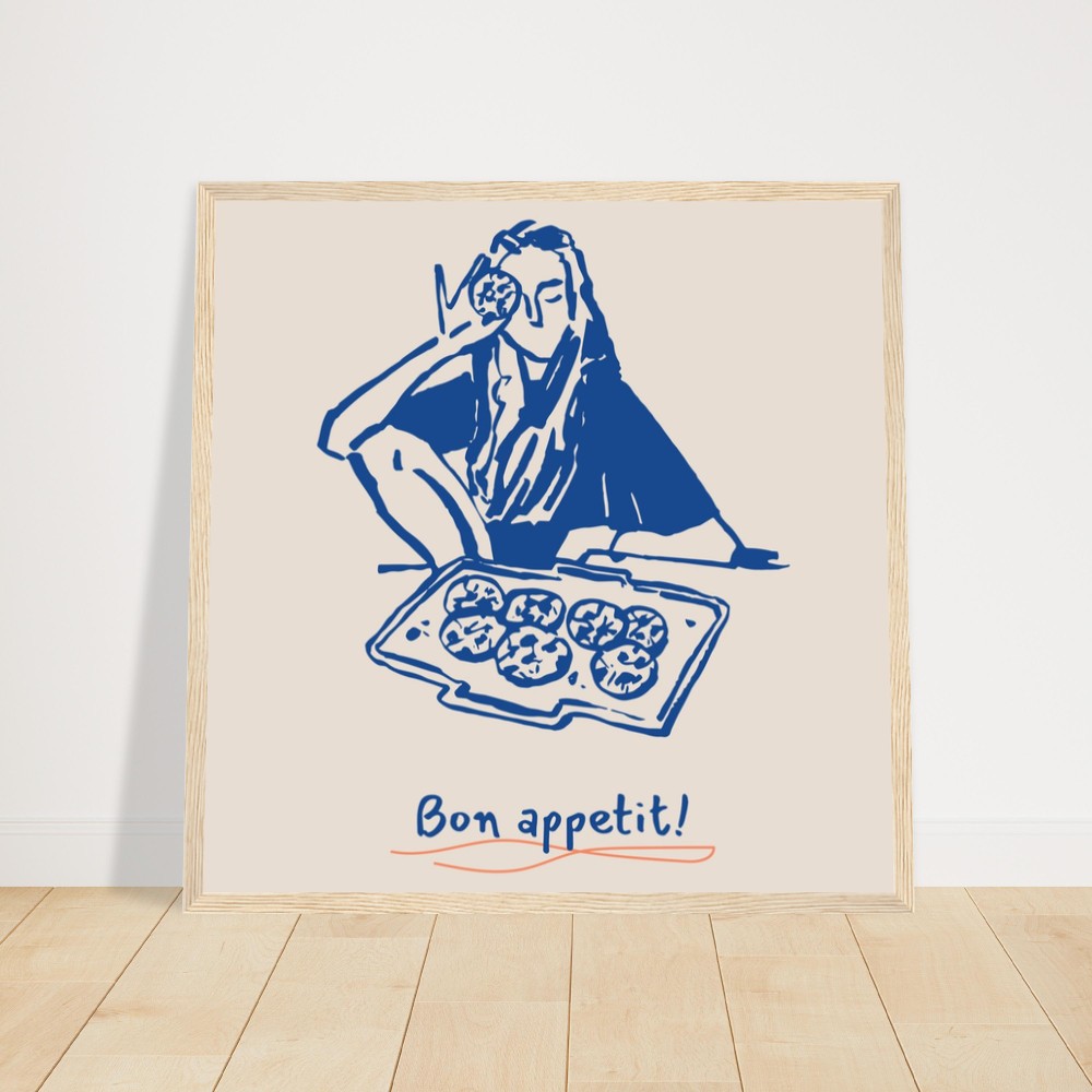 Wooden Framed Poster Bon Appetit