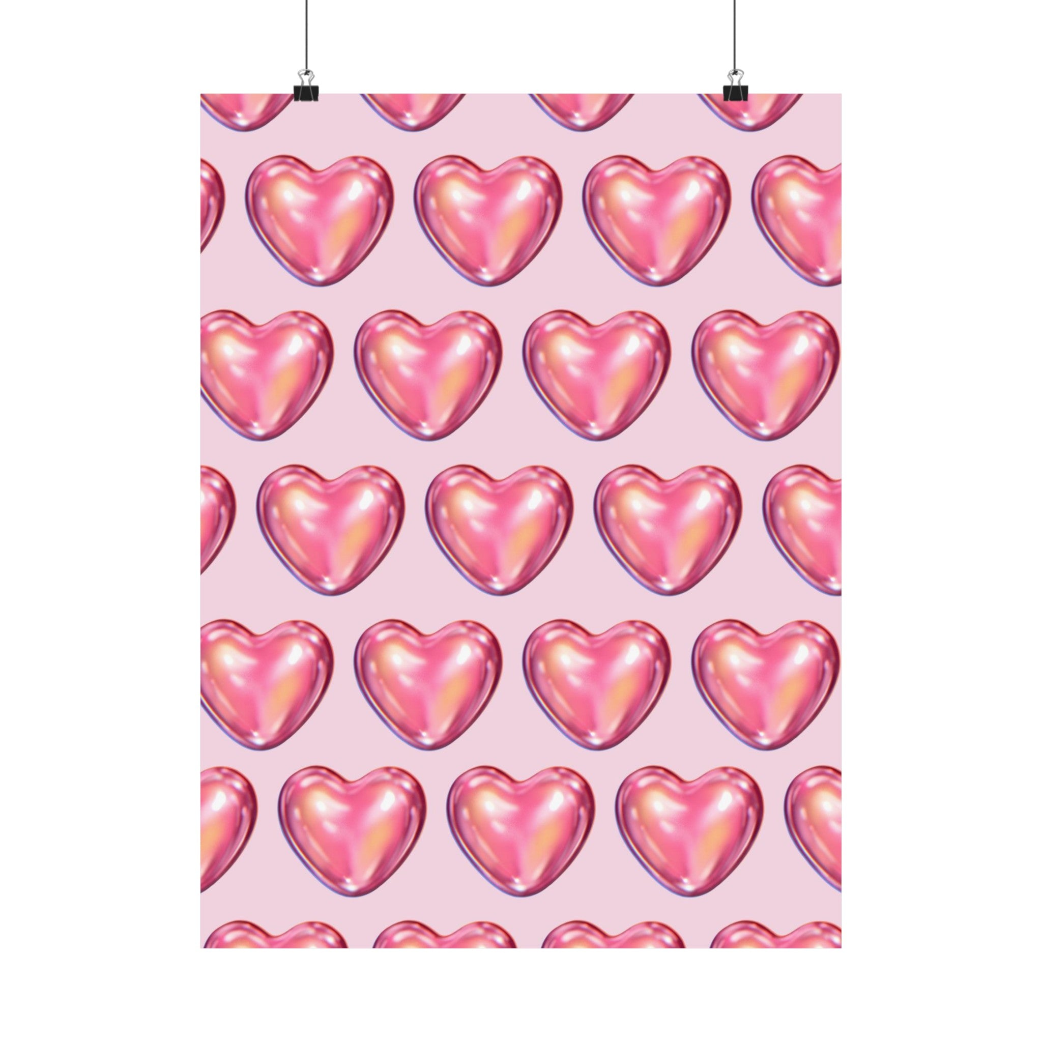 3D Pink Hearts Physical Poster