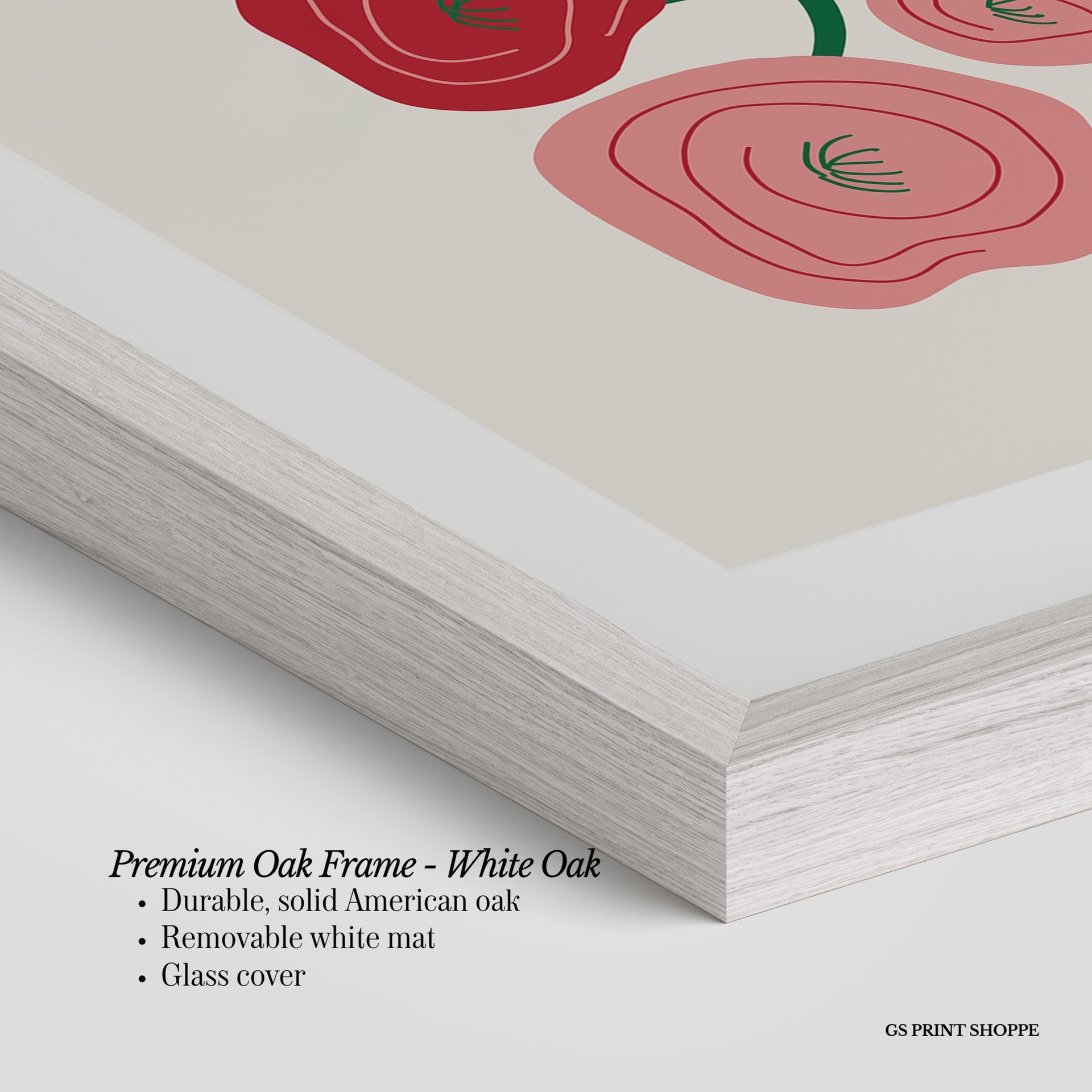 Abstract Red Floral Horizontal Art Print