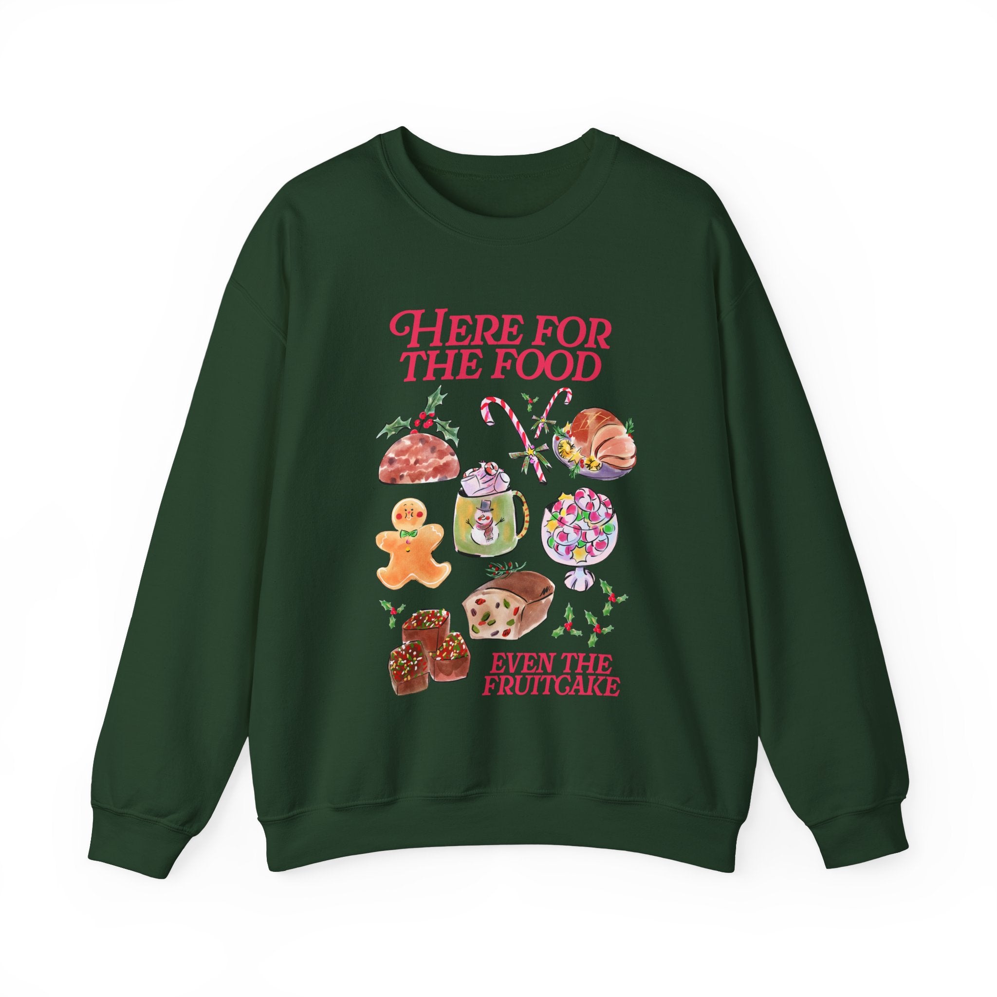 Here for the Food Holiday Gildan Crewneck Sweatshirt