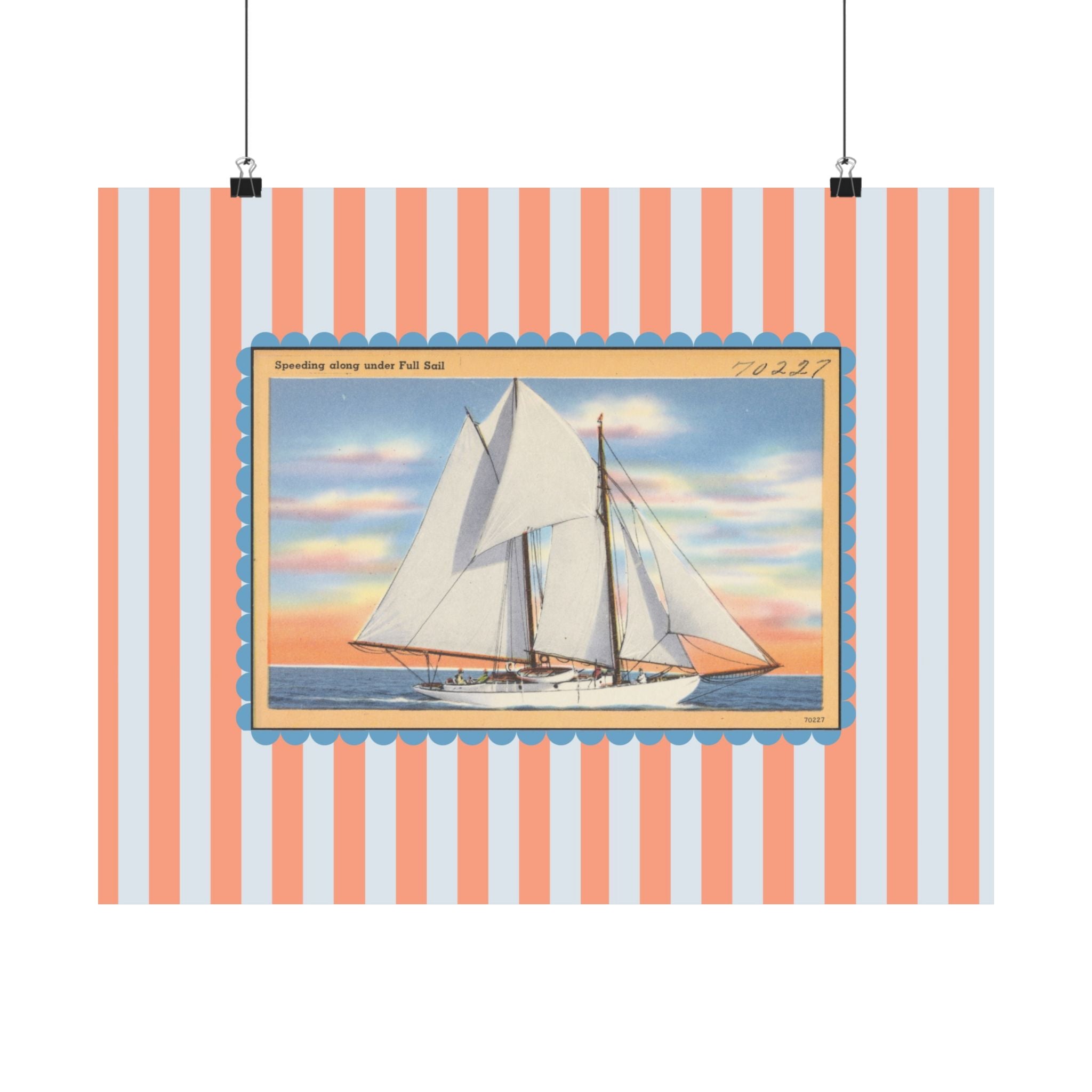 Sailing Striped Horizontal Physical Poster