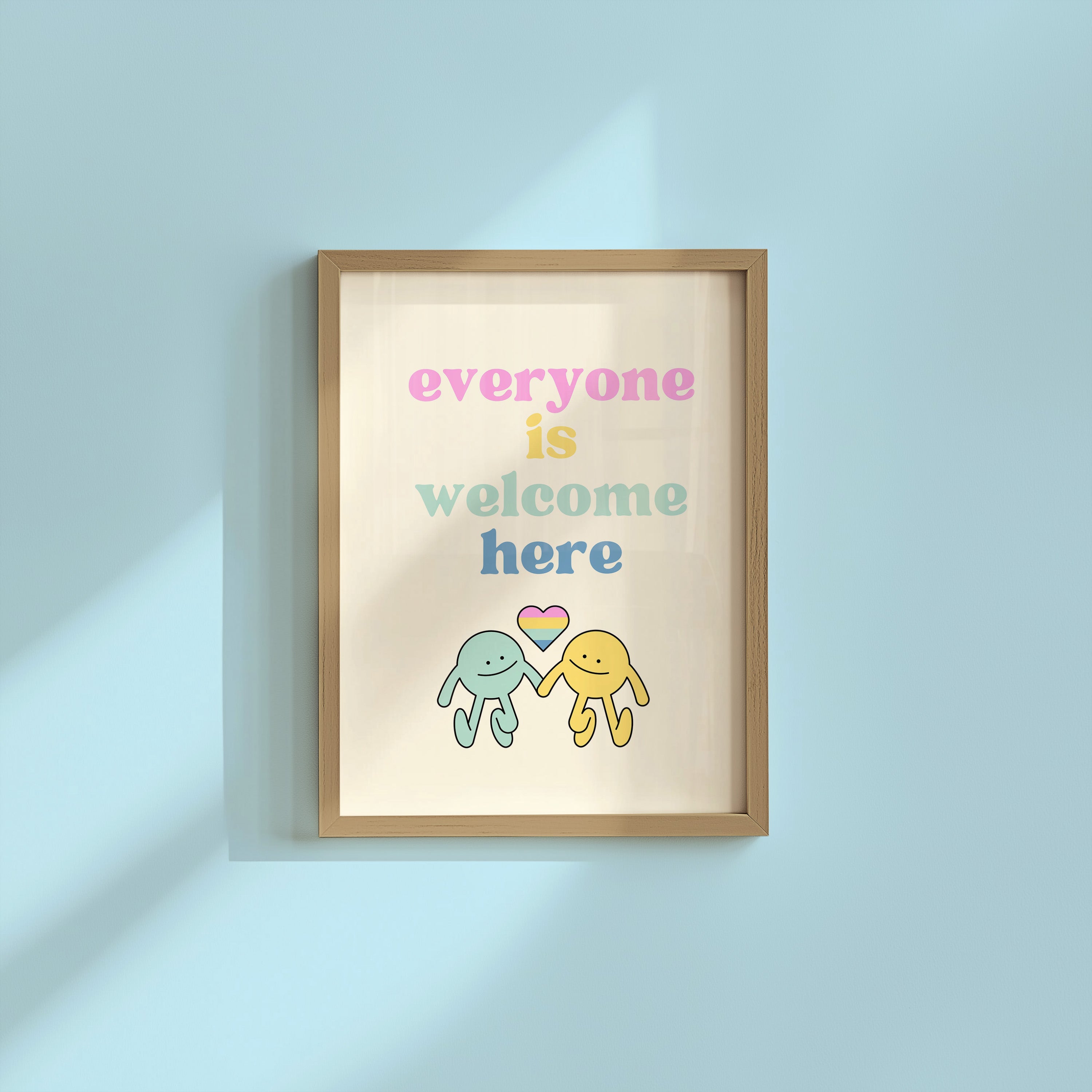 Everyone is Welcome Here Vertical Digital Art Print - Blue