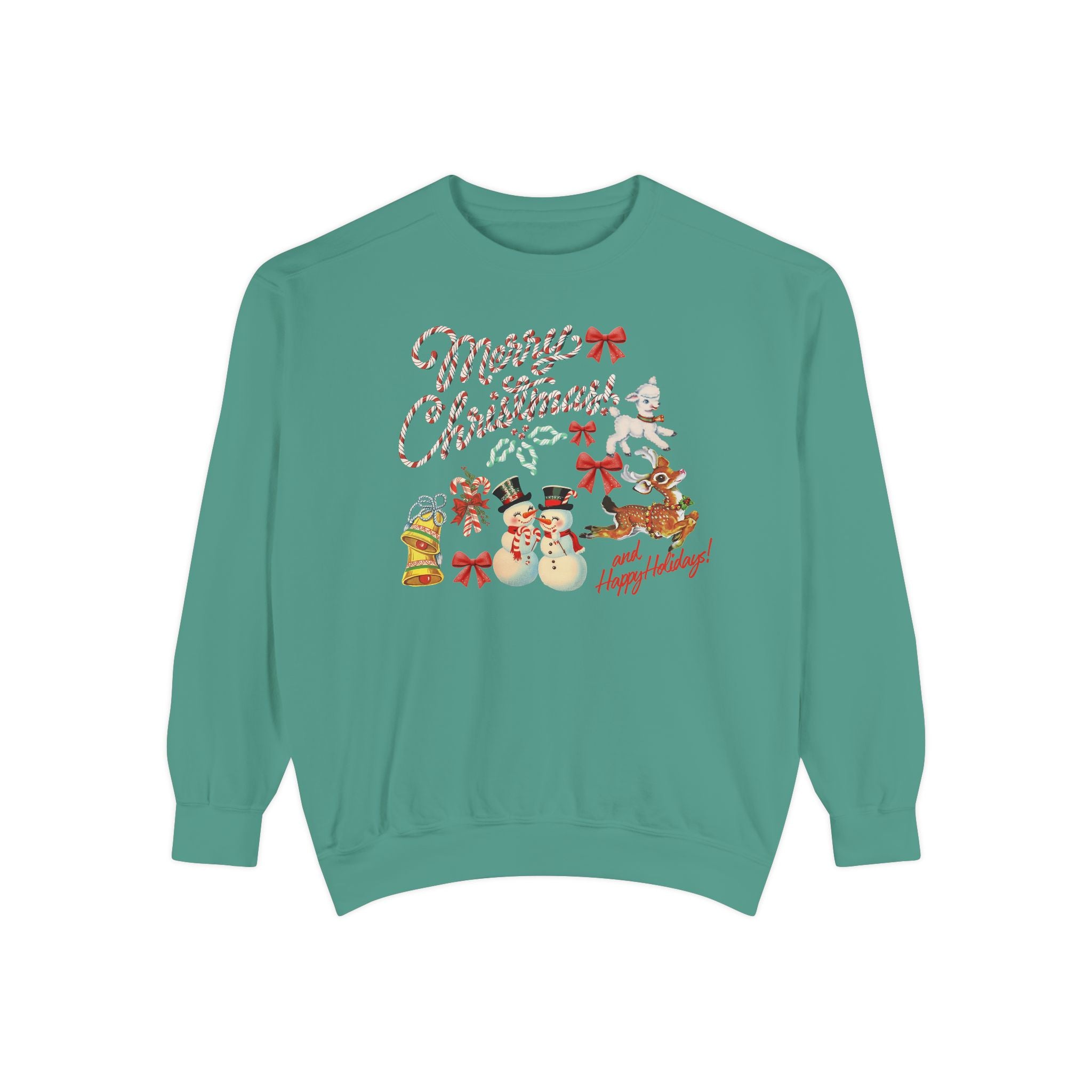 Merry Christmas and Happy Holidays Holiday Comfort Colors Crewneck Sweatshirt