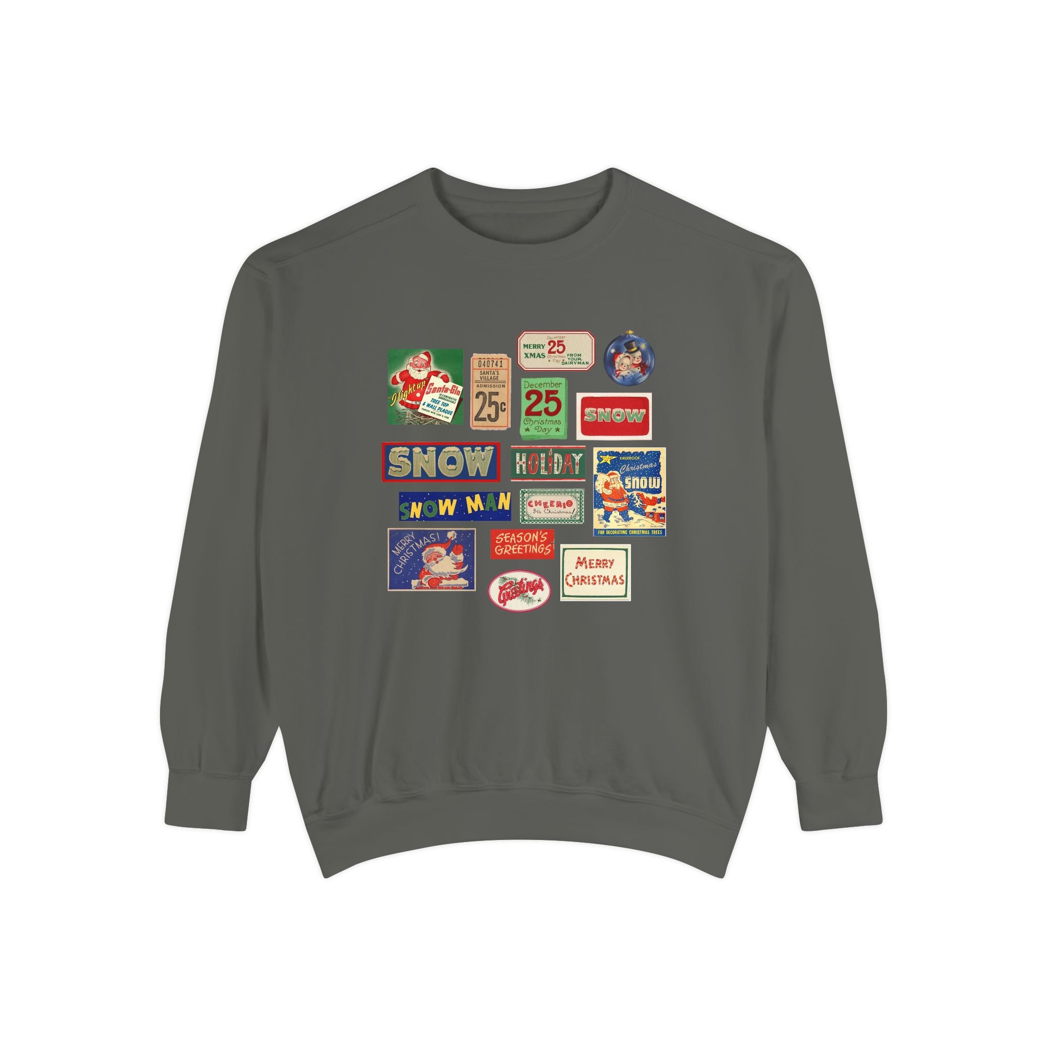 Christmas Stamps Holiday Comfort Colors Crewneck Sweatshirt