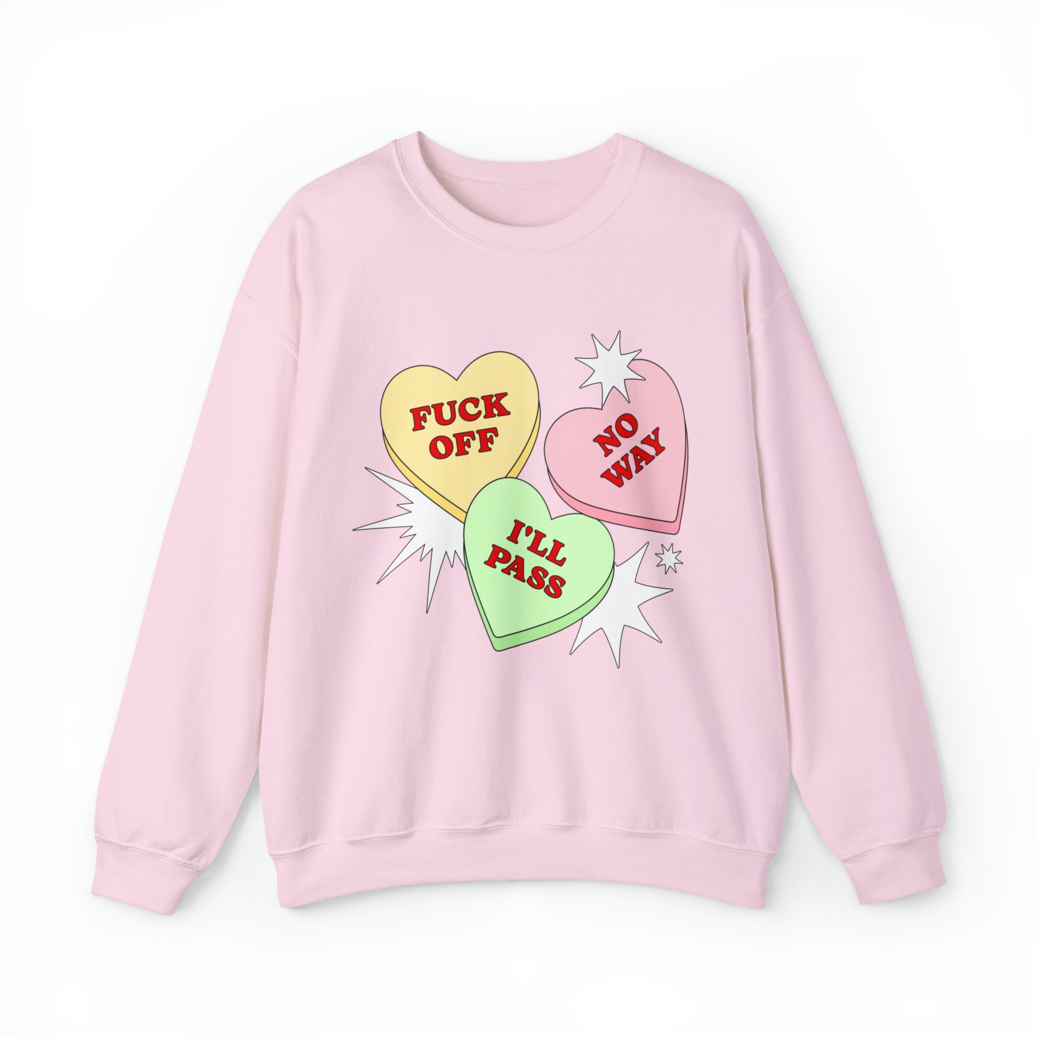 Candy Hearts Sassy Crewneck Sweatshirt By GS Print Shoppe