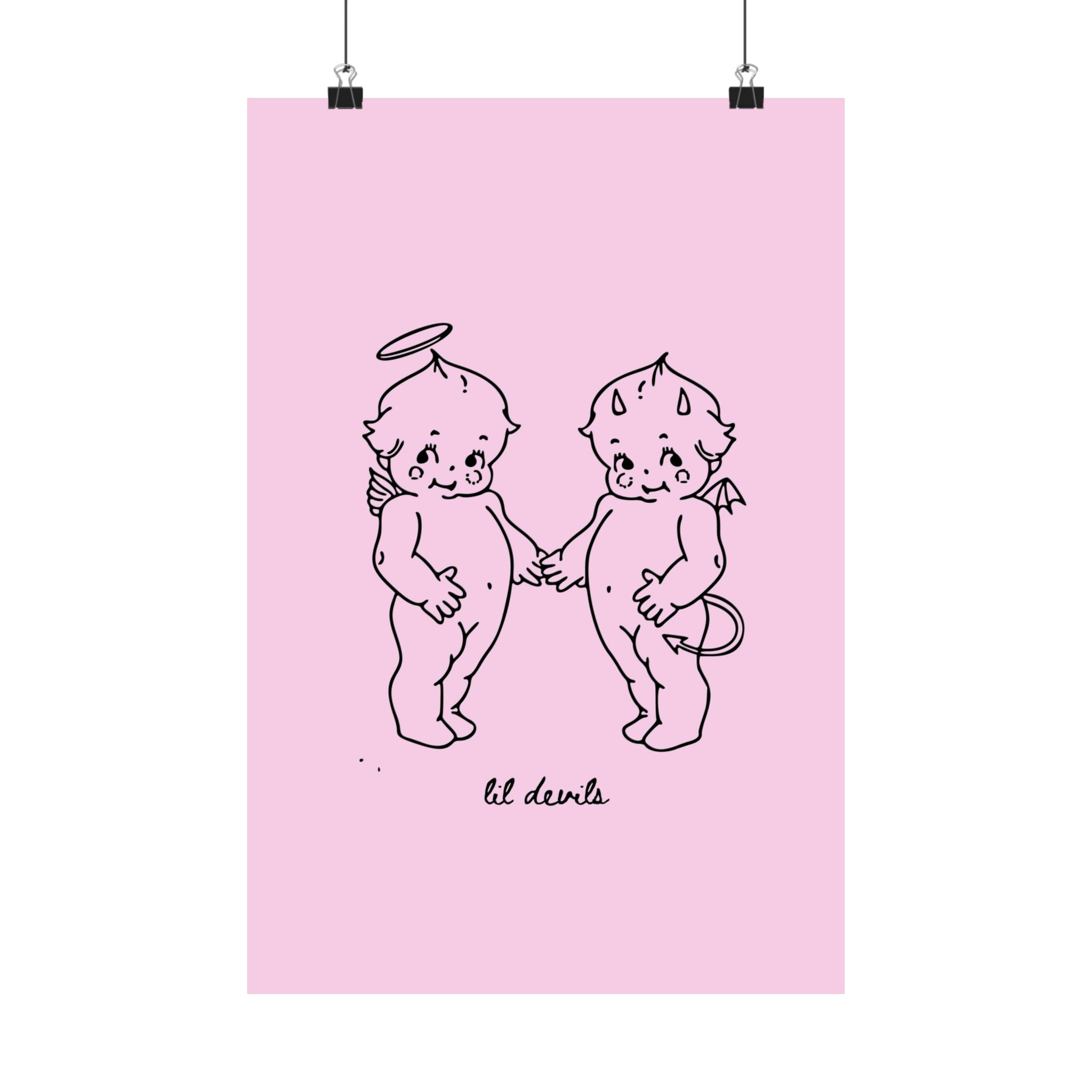 Lil Devils Cartoon Pink Physical Poster