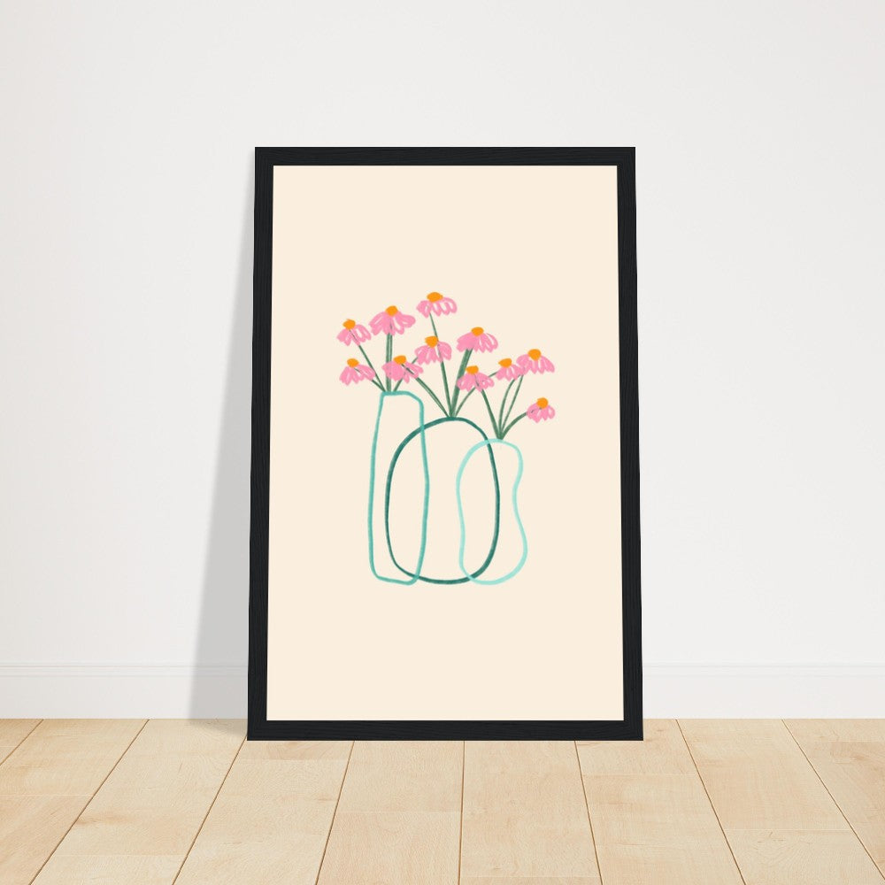 Framed Poster Flower Drawing
