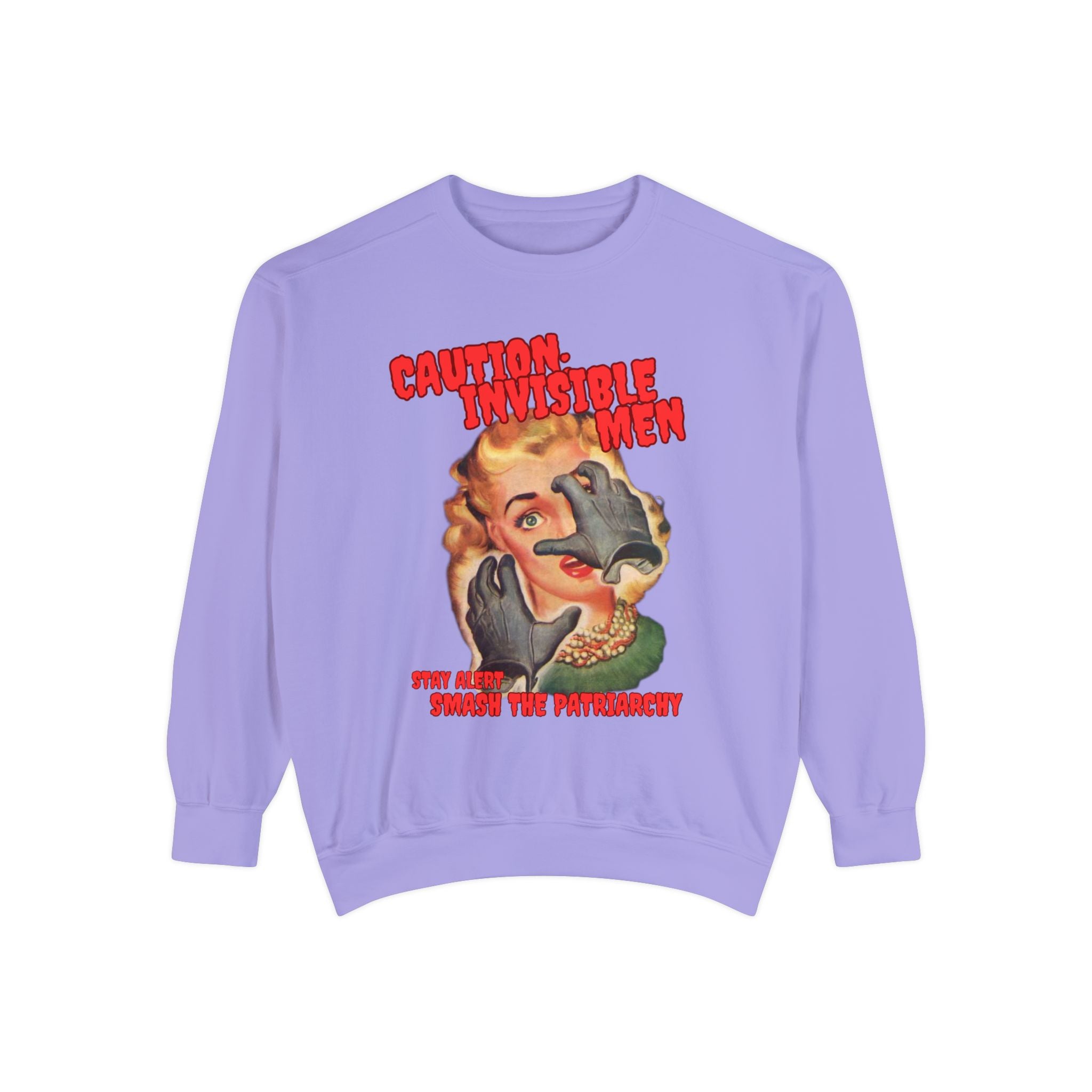 Caution Invisible Men Halloween Comfort Colors Crewneck Sweatshirt