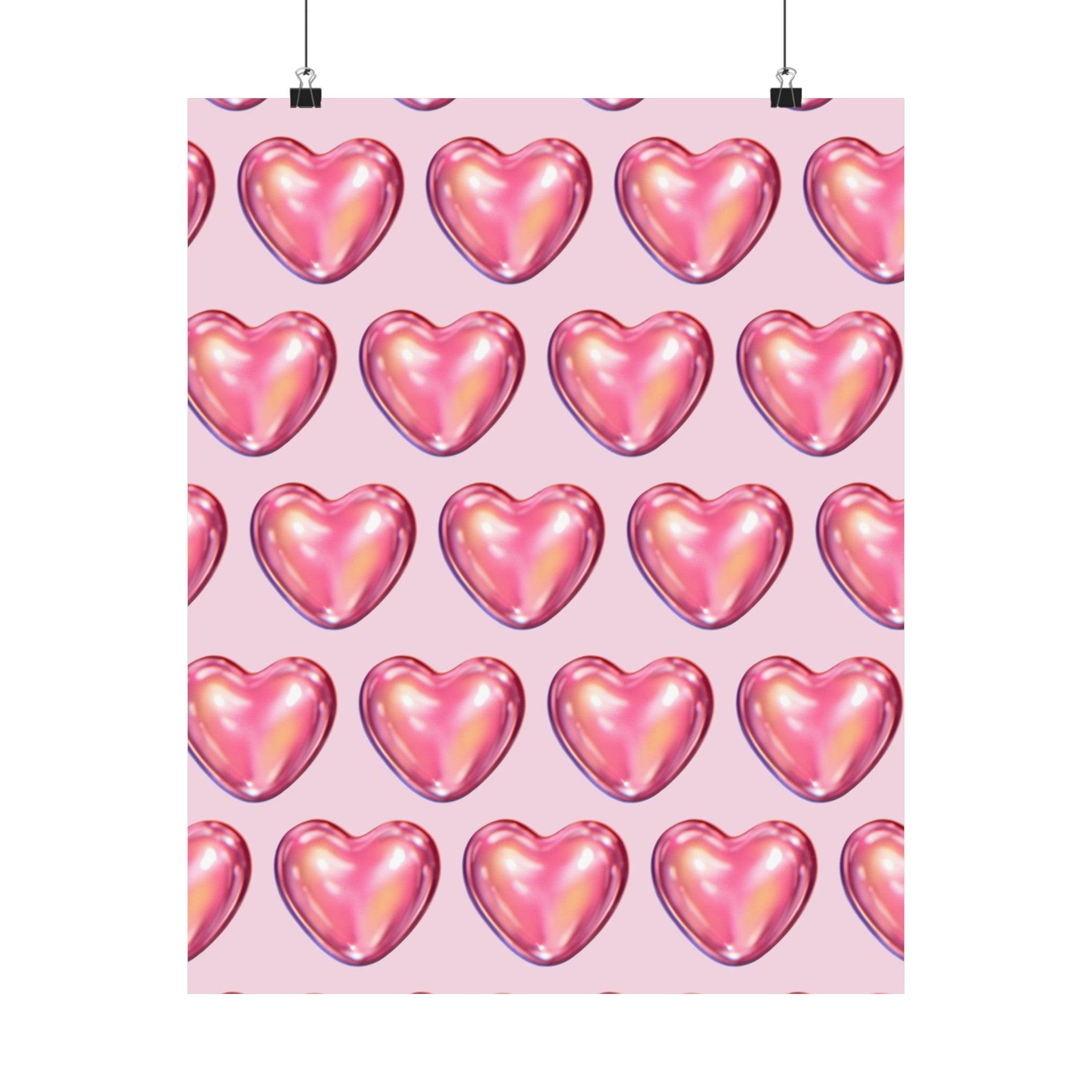 3D Pink Hearts Physical Poster