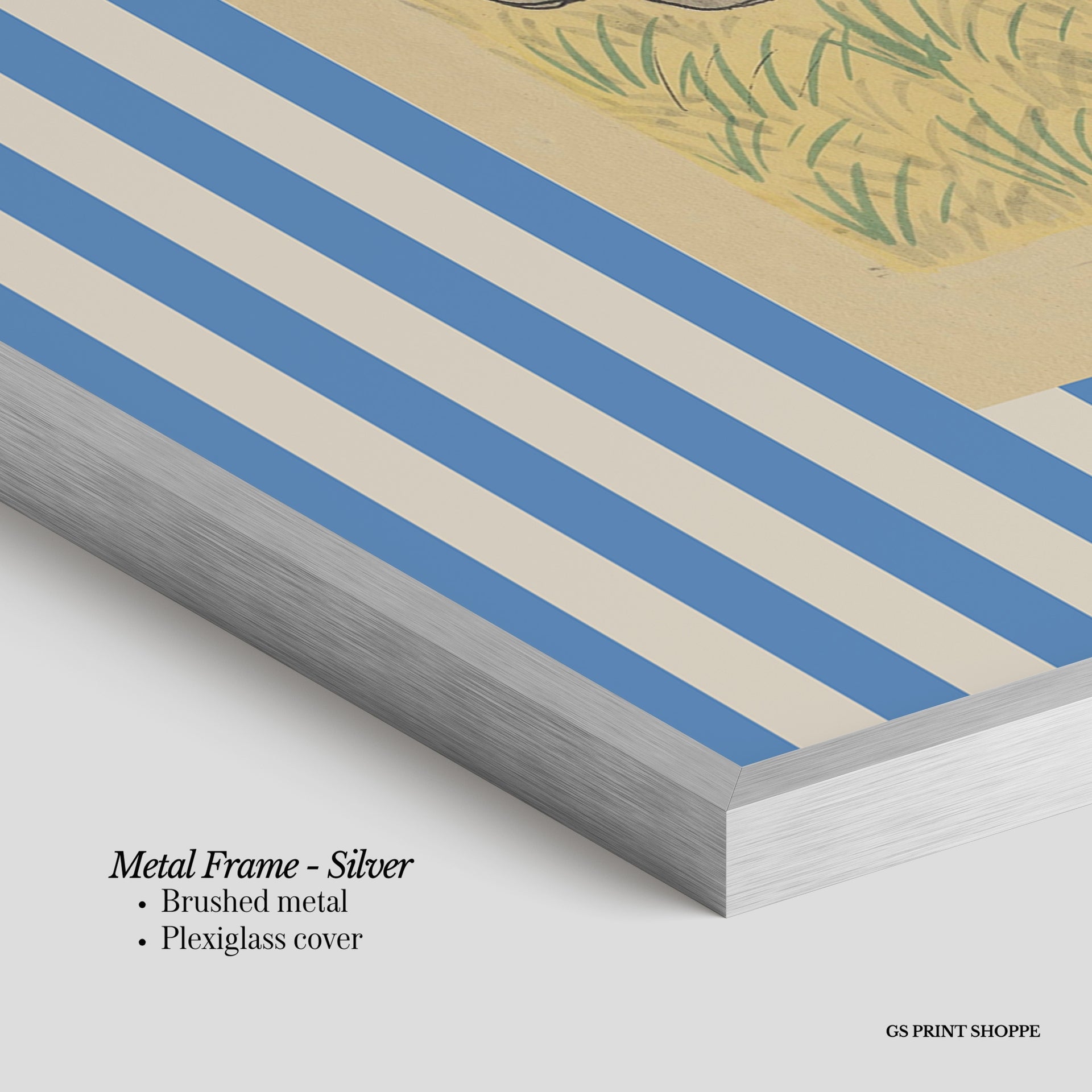 Set of Four Babar Blue Stripe Horizontal Art Prints