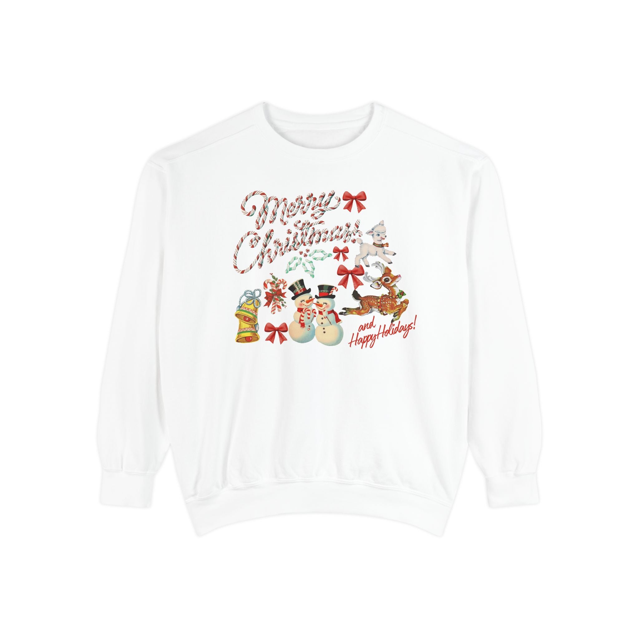 Merry Christmas and Happy Holidays Holiday Comfort Colors Crewneck Sweatshirt