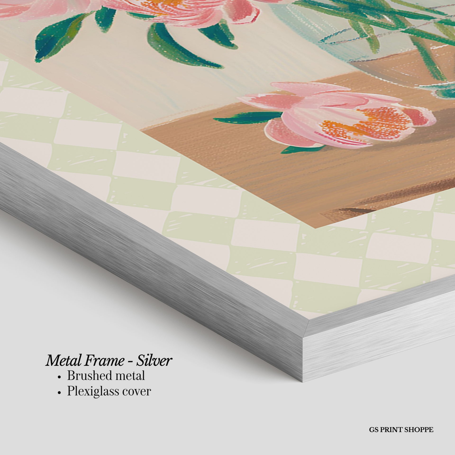 Diamond Peonies Vertical Art Print