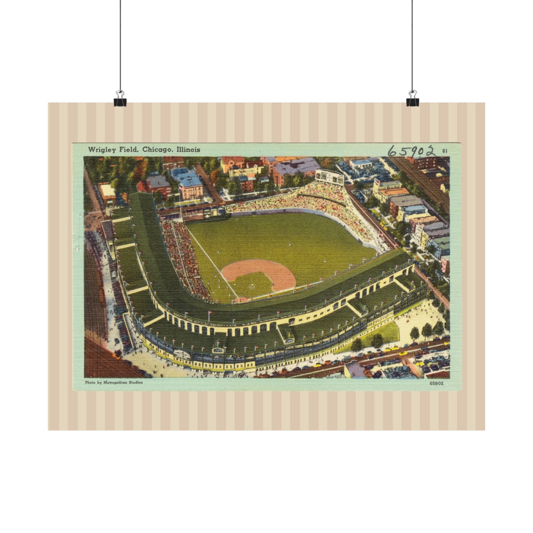 Wrigley Field Chicago Vintage Baseball Horizontal Physical Poster