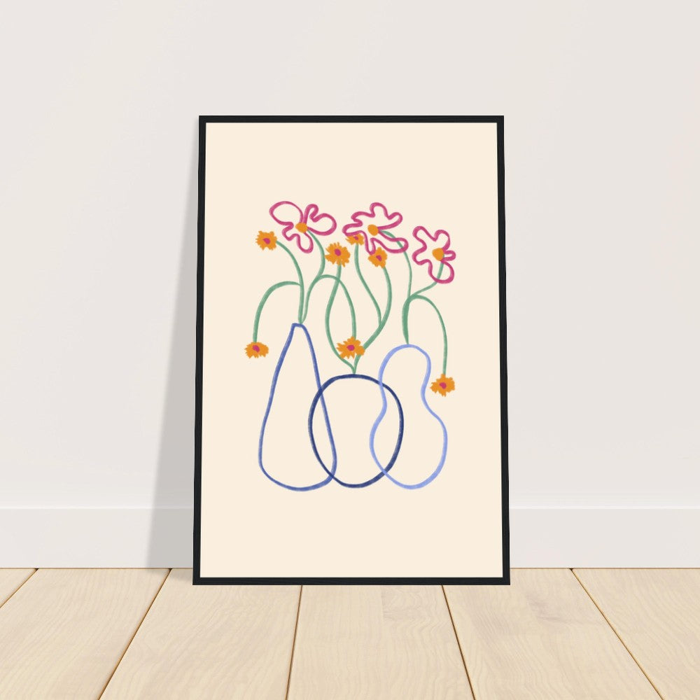 Flower Doodle Premium Matte Paper Wooden Framed Poster