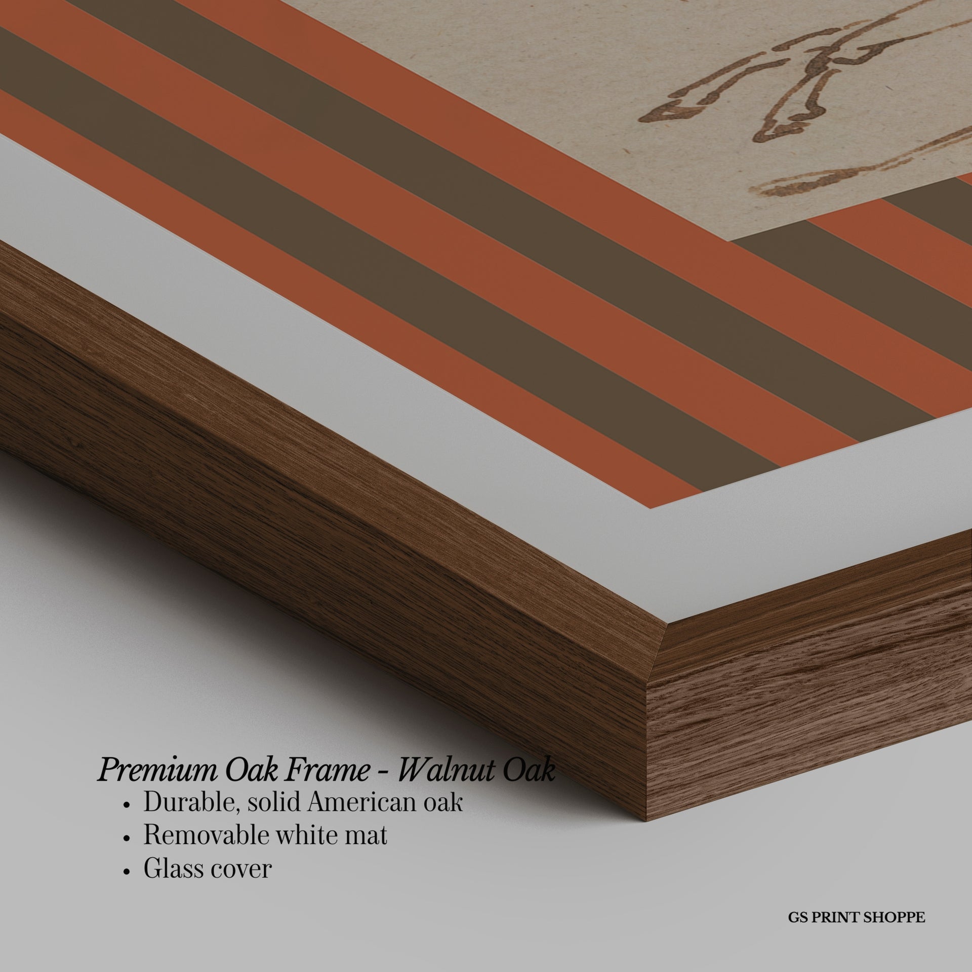 Horse Jockey Stripe Brown Horizontal Art Print