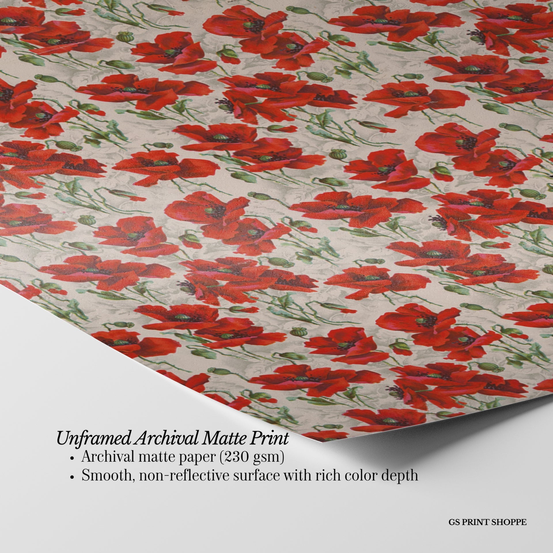 Red Poppy Motif Vertical Art Print