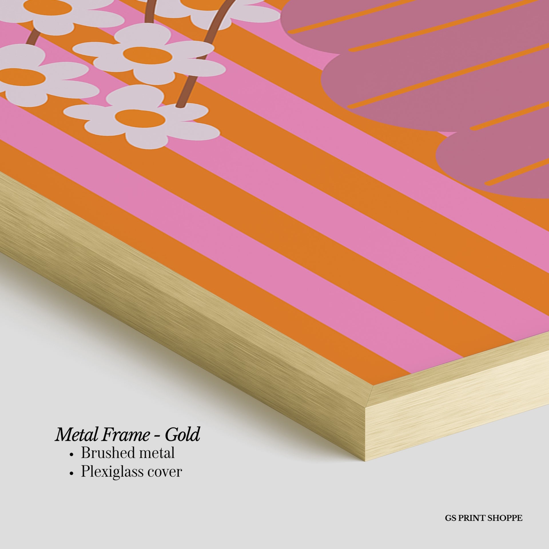 Orange Stripe Flowers Vertical Art Print