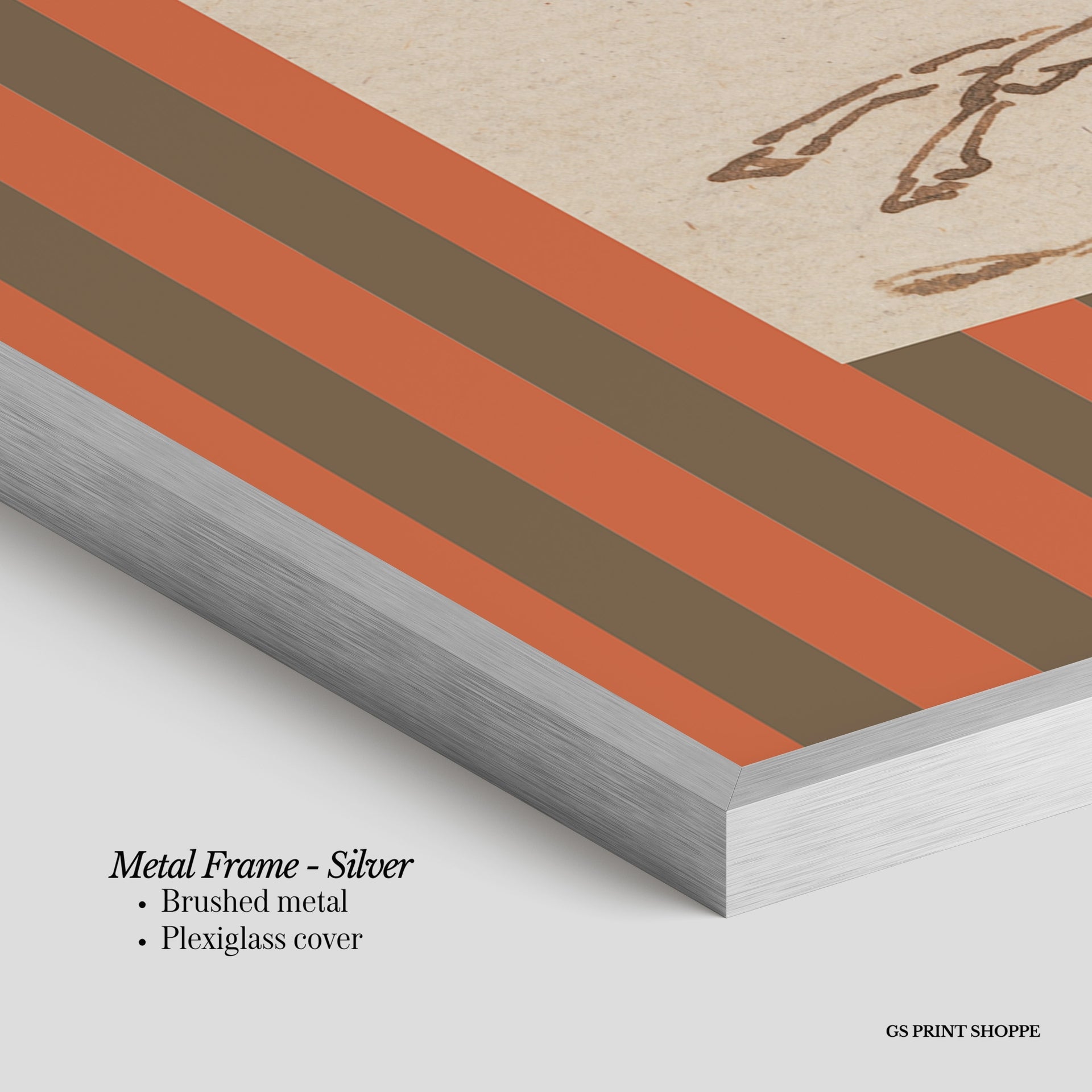 Horse Jockey Stripe Brown Horizontal Art Print