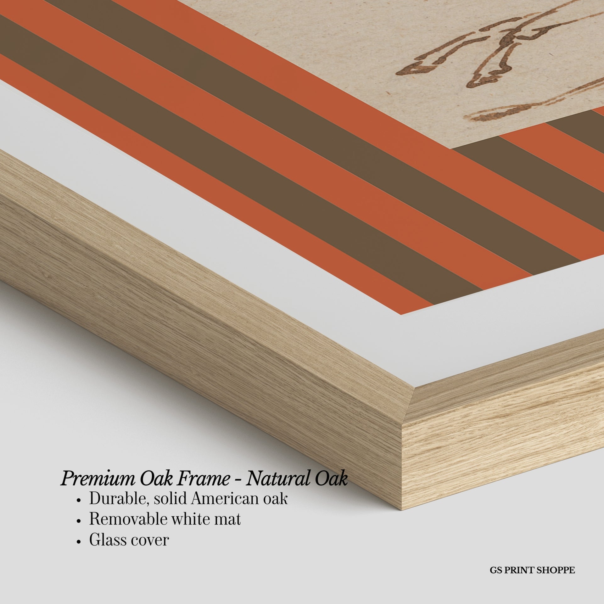 Horse Jockey Stripe Brown Horizontal Art Print