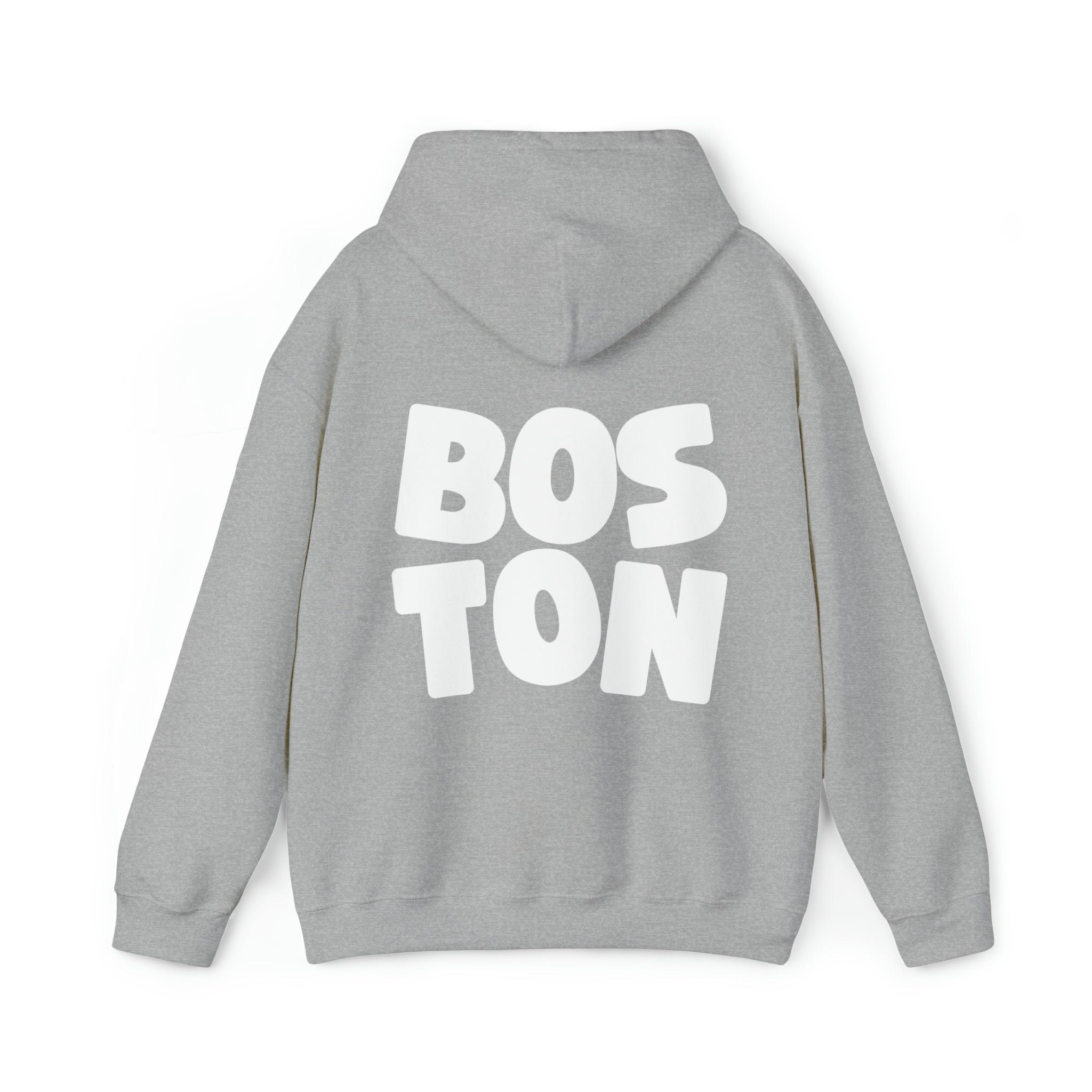 Zoomed-in image showing the high-quality print of the Boston on GS Print Shoppe's sweatshirt.