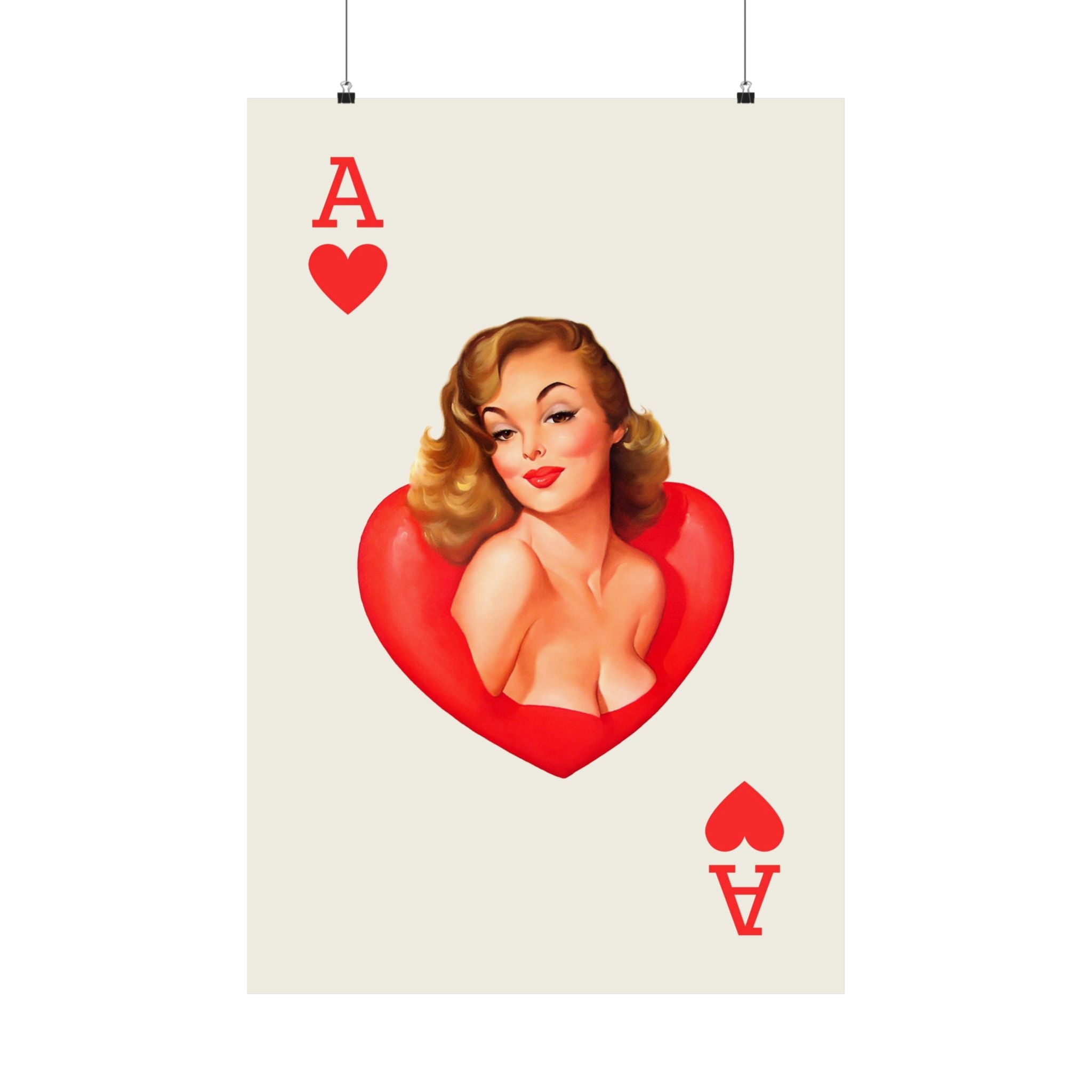 Ace of Hearts Pin Up Vertical Physical Poster