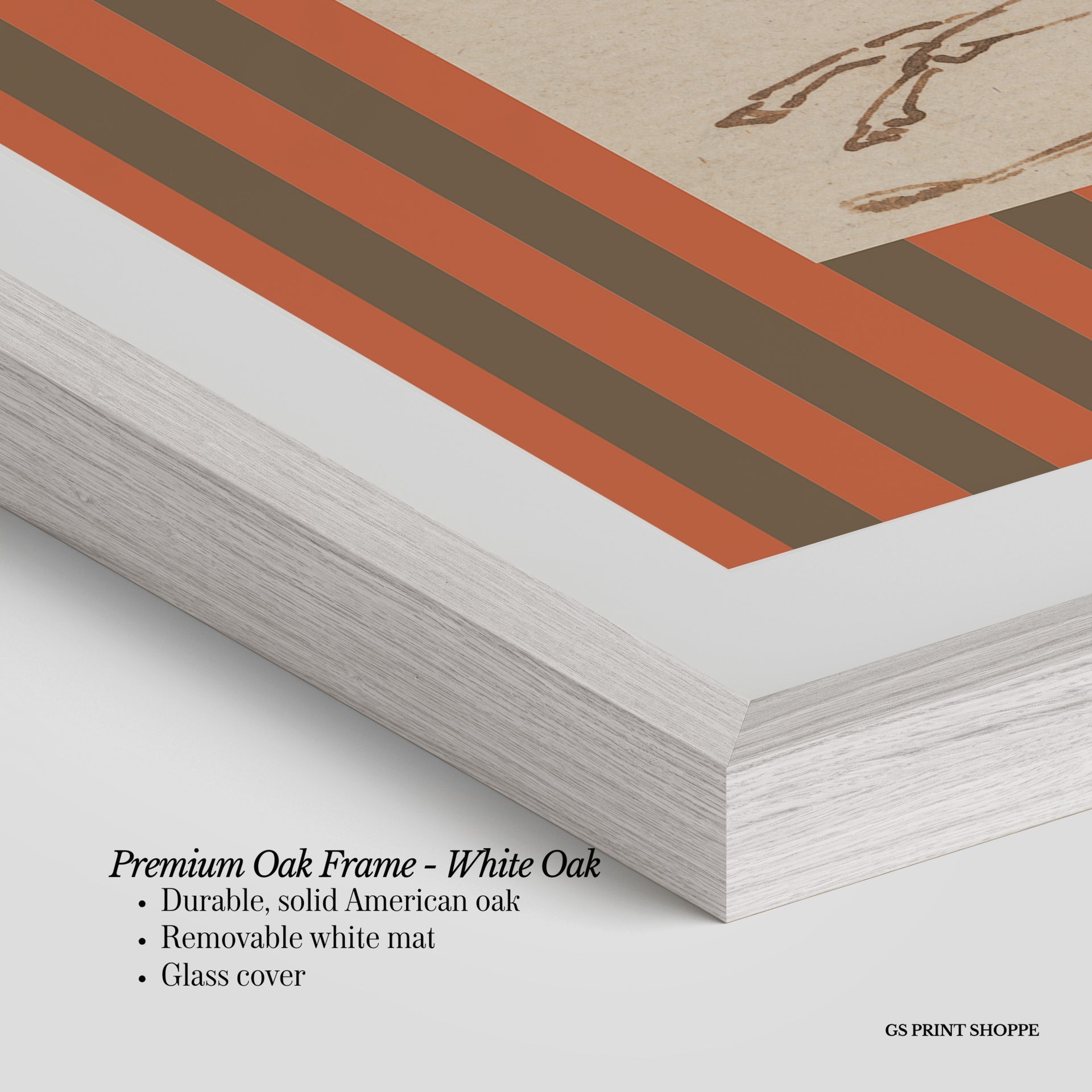 Horse Jockey Stripe Brown Horizontal Art Print