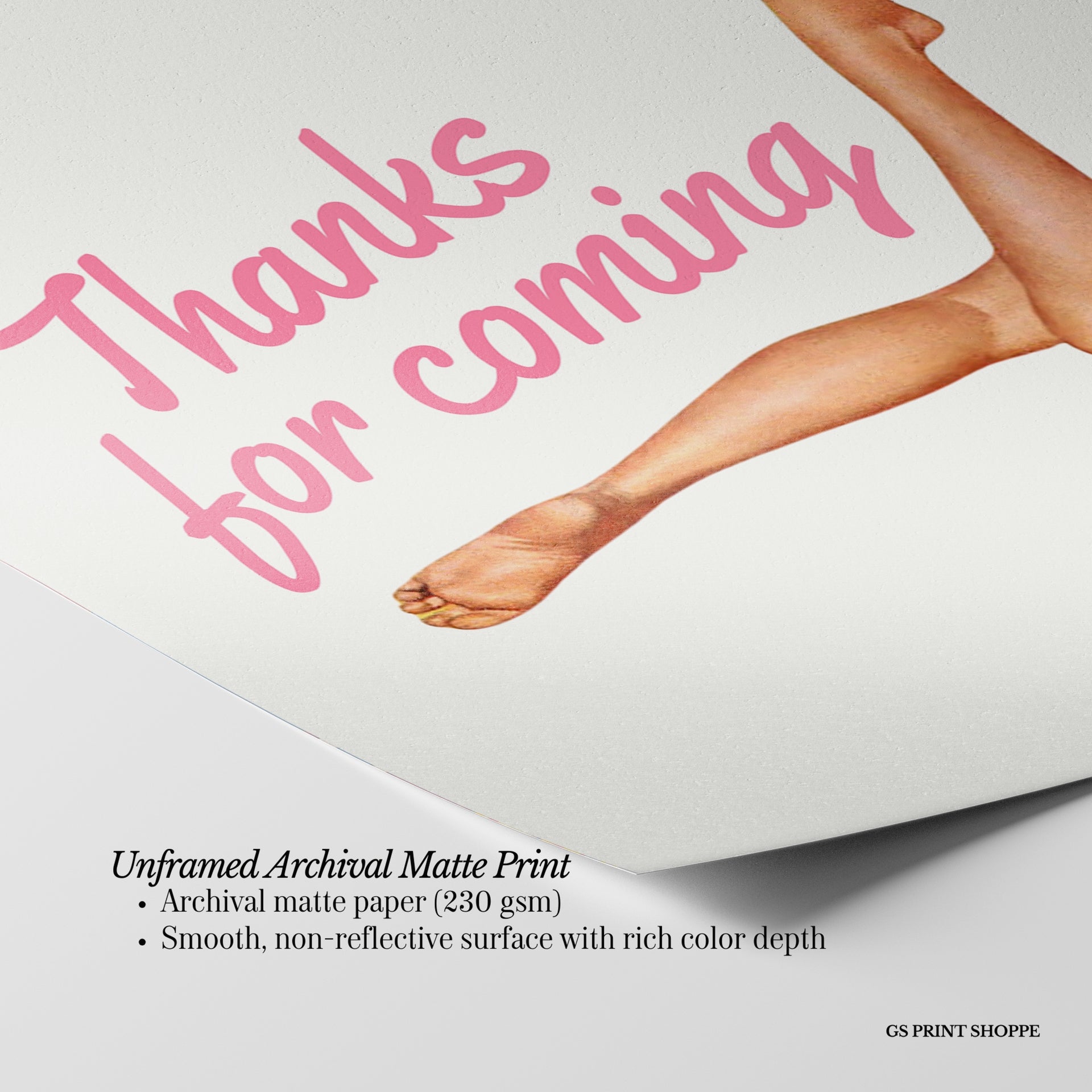 Thanks for Coming Retro Pink Horizontal Art Print