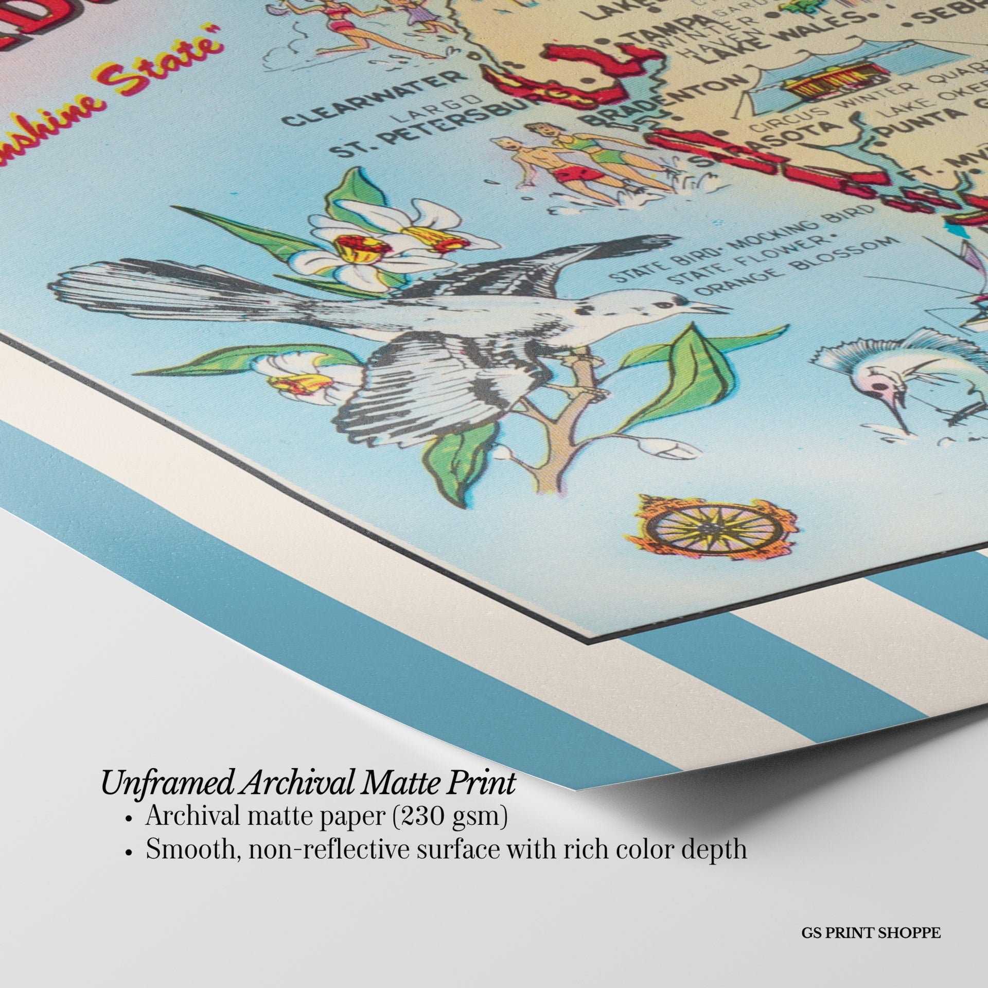 Florida Map Vertical Art Print