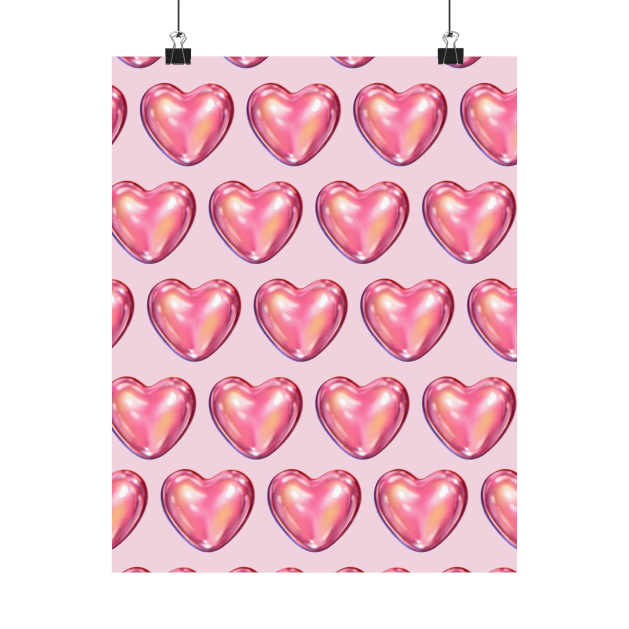 3D Pink Hearts Physical Poster