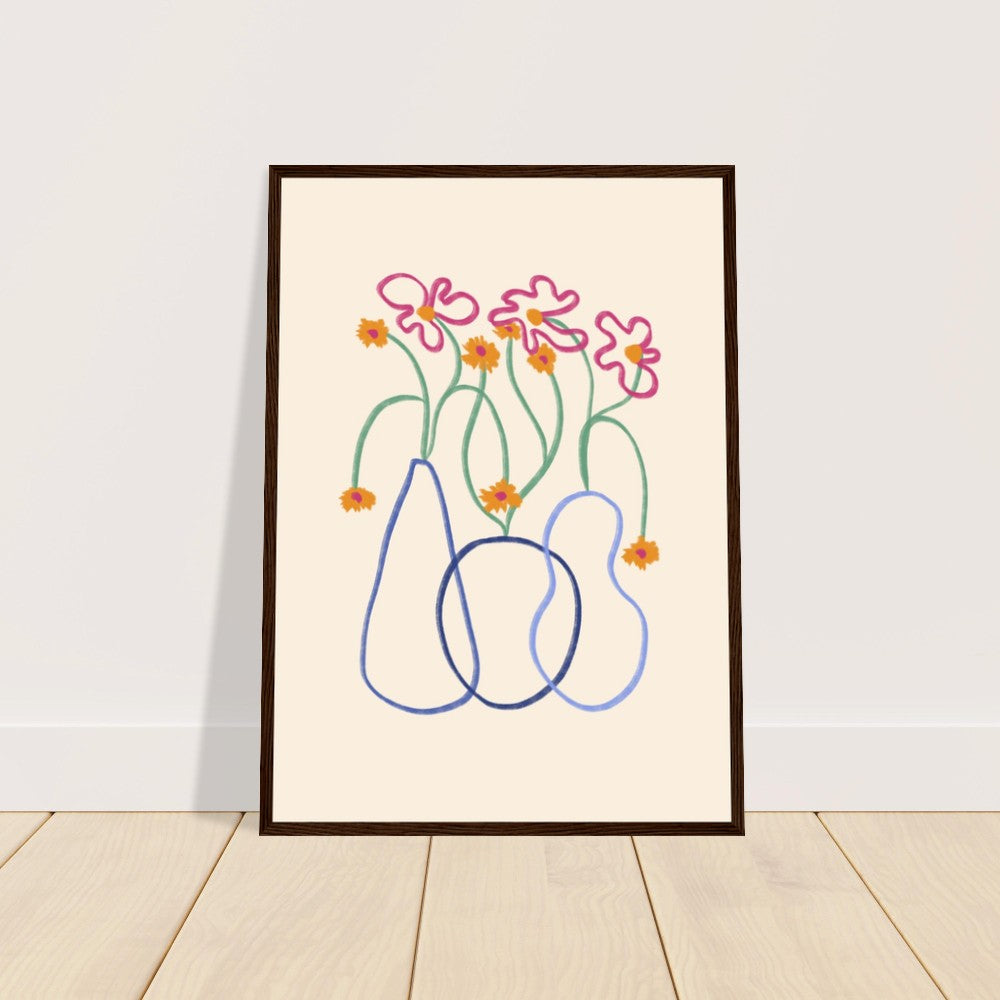 Flower Doodle Premium Matte Paper Wooden Framed Poster
