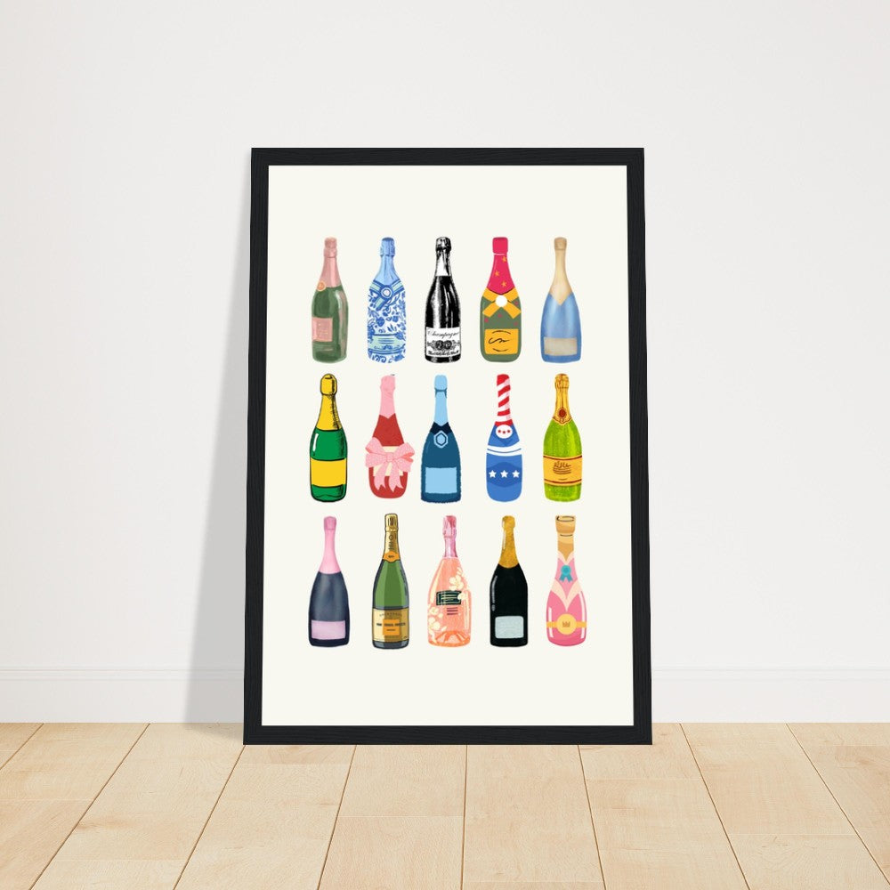 FRAMED Trendy Champagne Poster, Premium Matte Paper Wooden Framed Poster